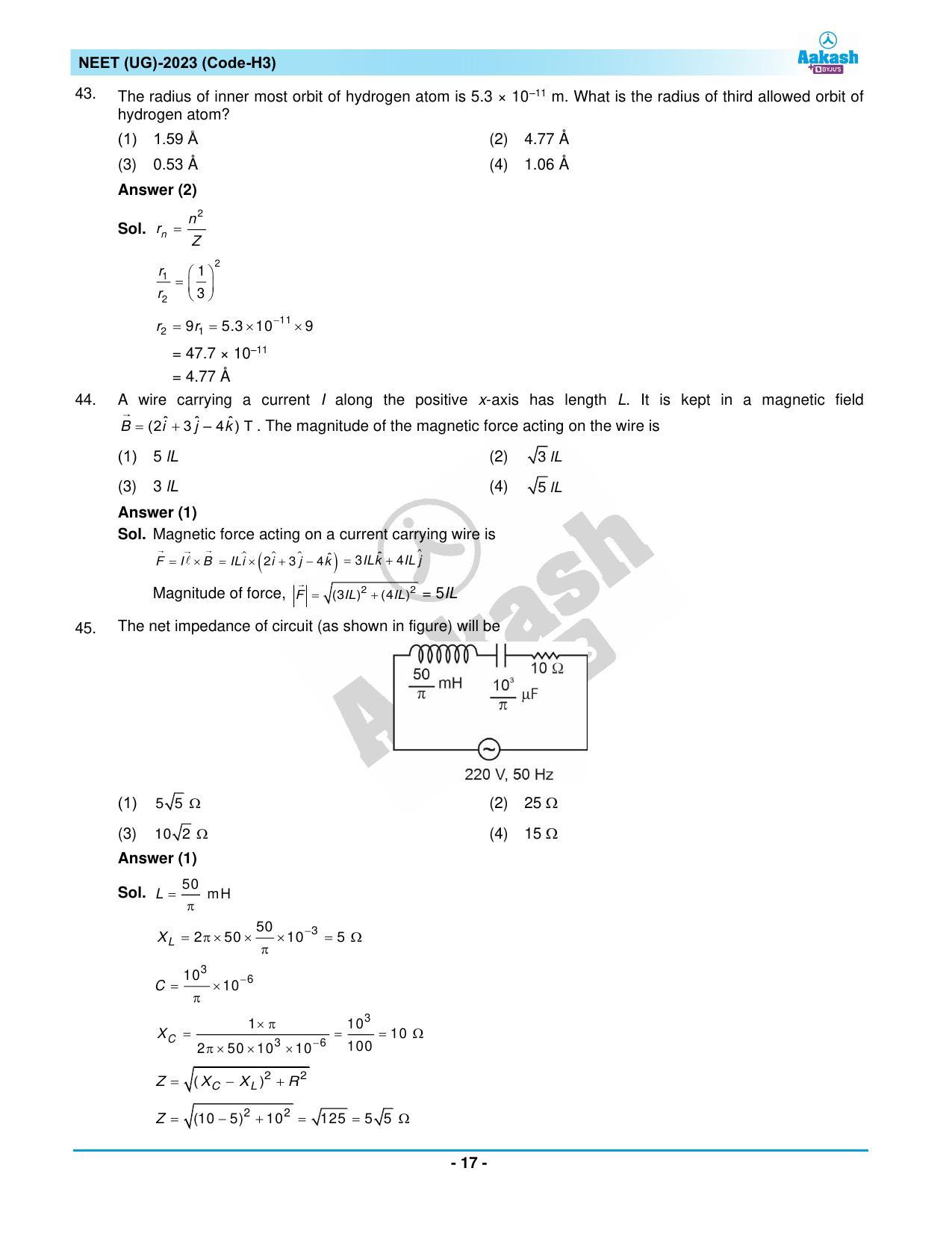NEET 2023 Question Paper H3 - Page 17