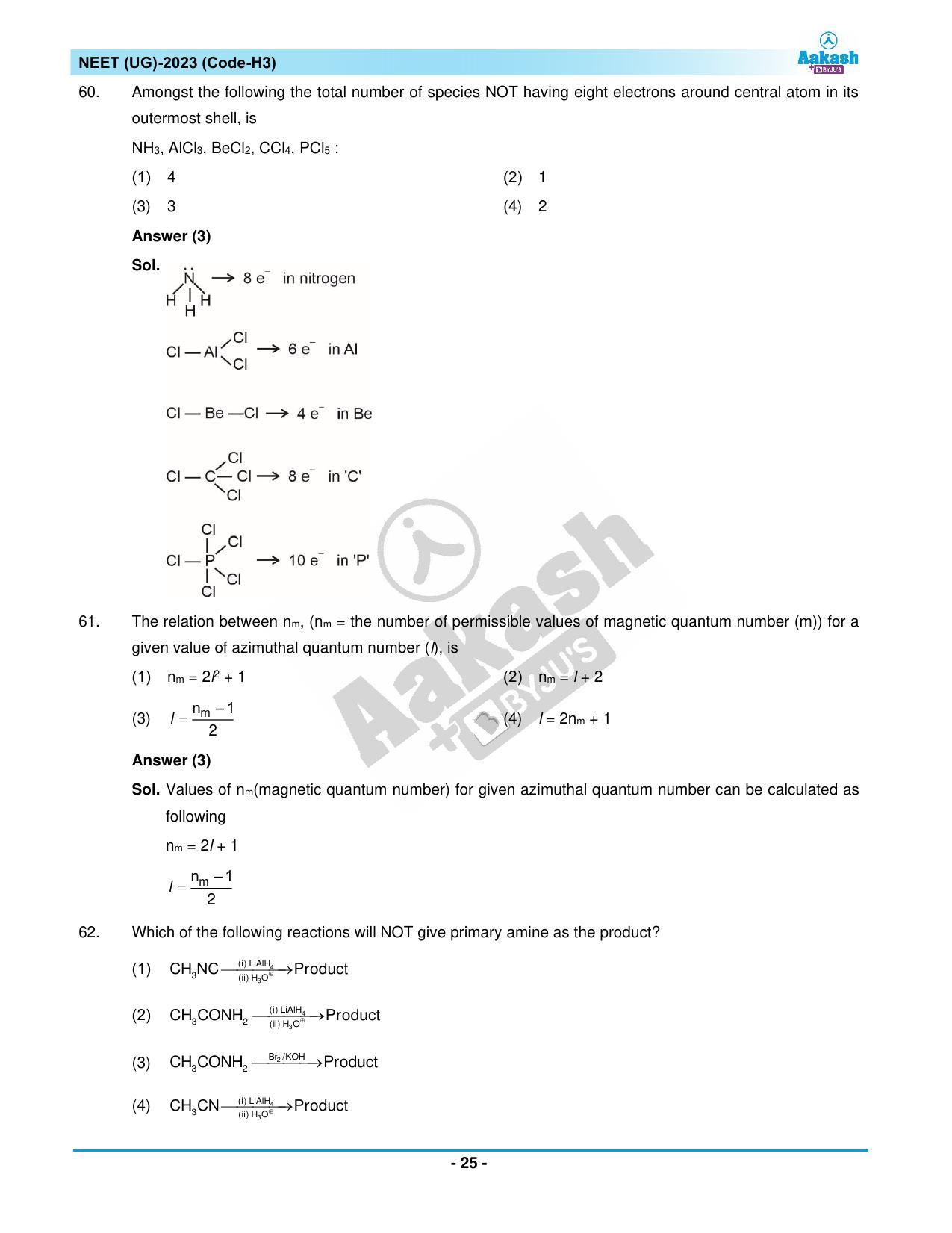 NEET 2023 Question Paper H3 - Page 25