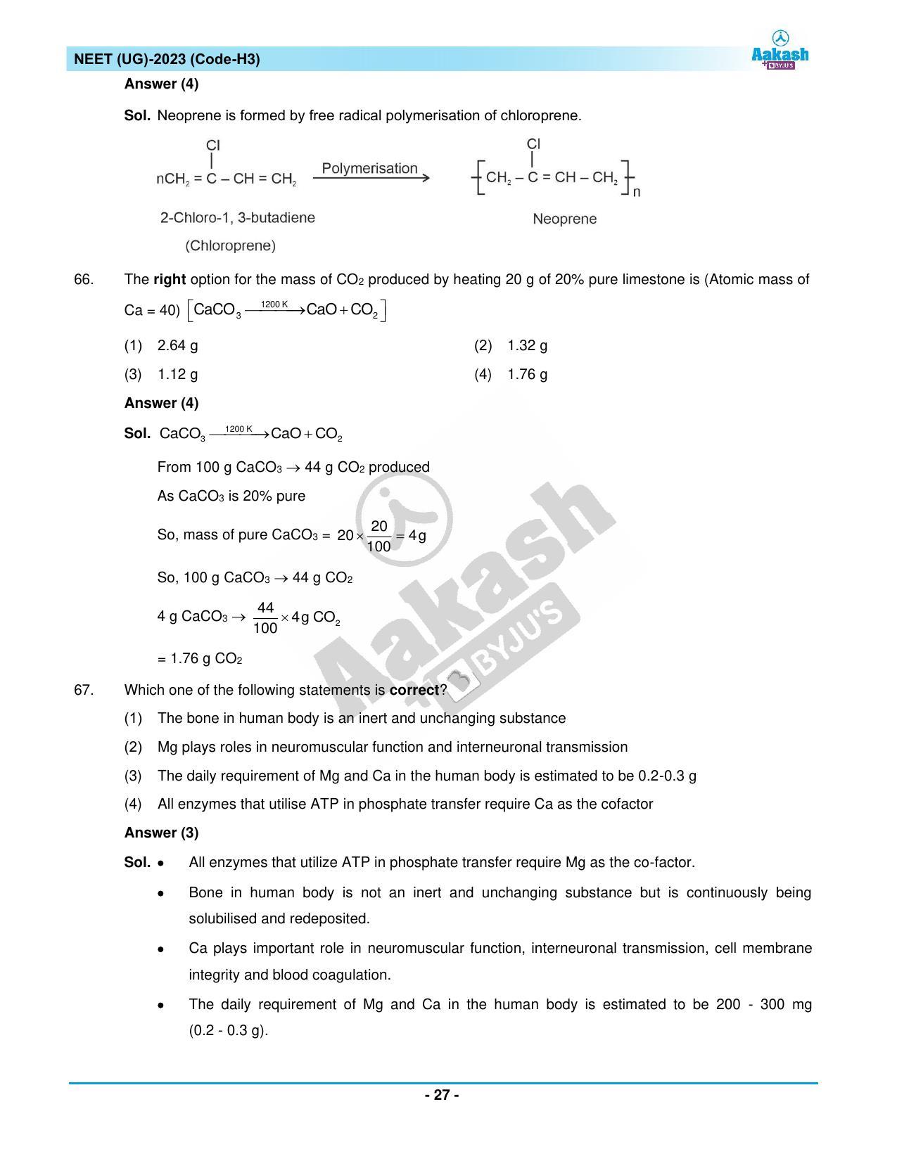 NEET 2023 Question Paper H3 - Page 27