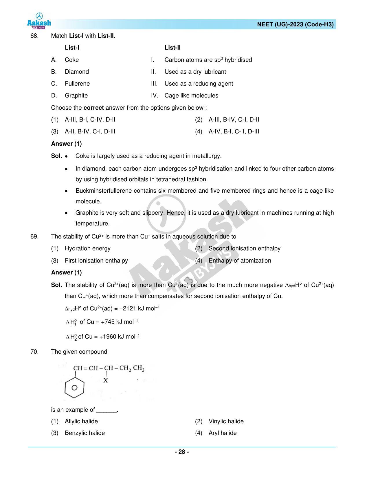 NEET 2023 Question Paper H3 - Page 28