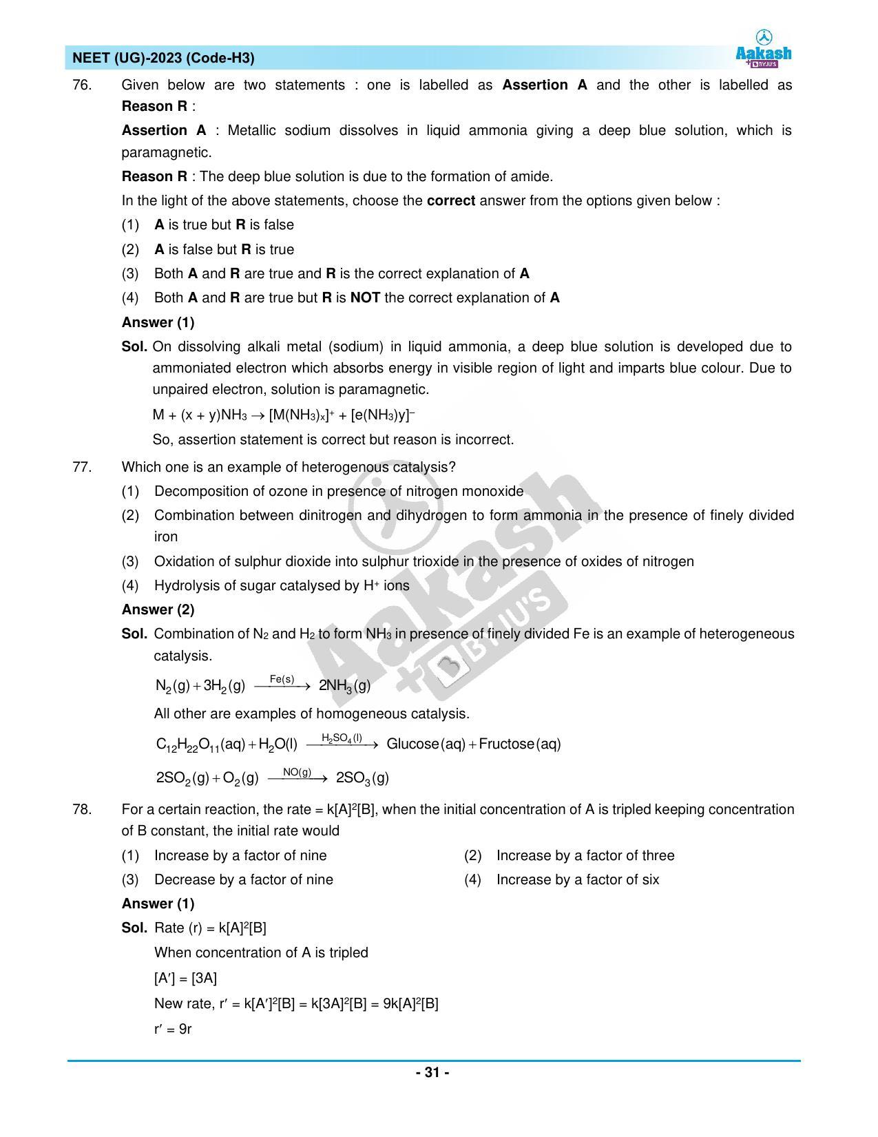 NEET 2023 Question Paper H3 - Page 31