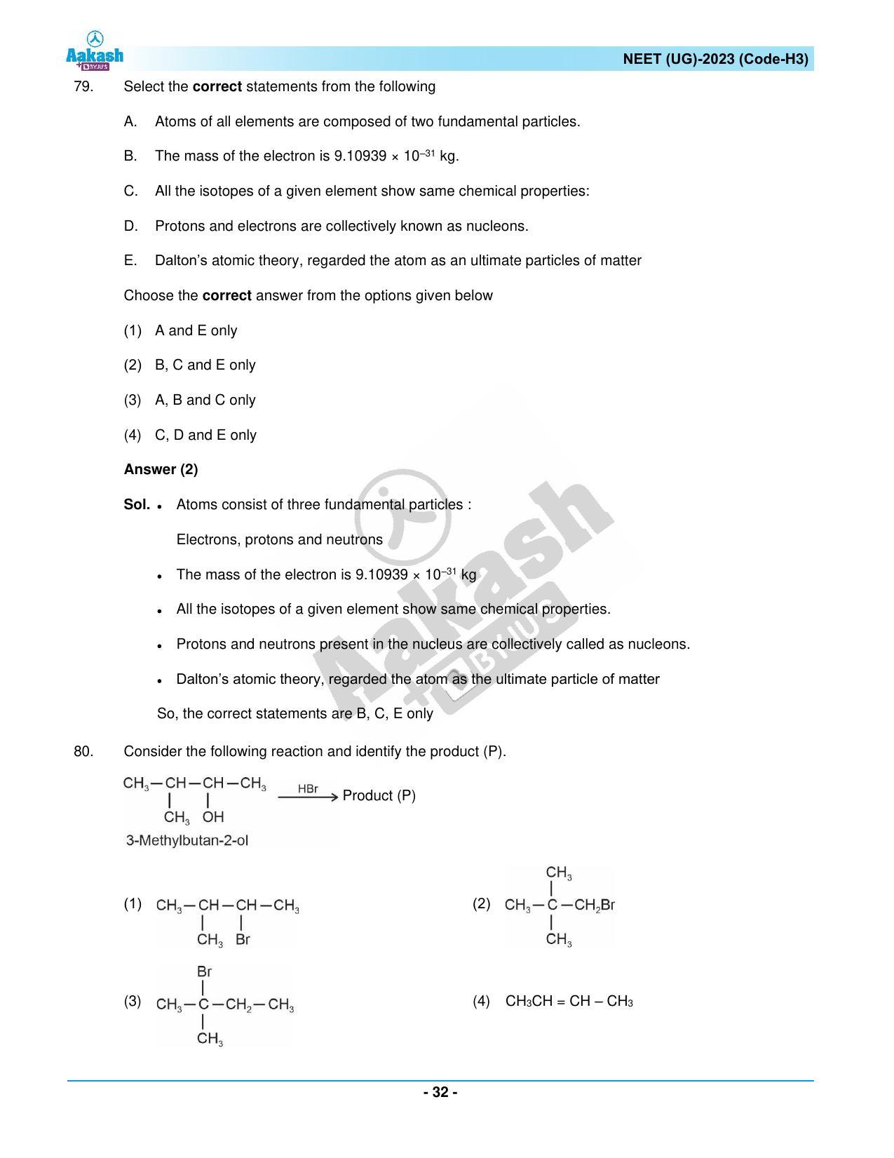 NEET 2023 Question Paper H3 - Page 32