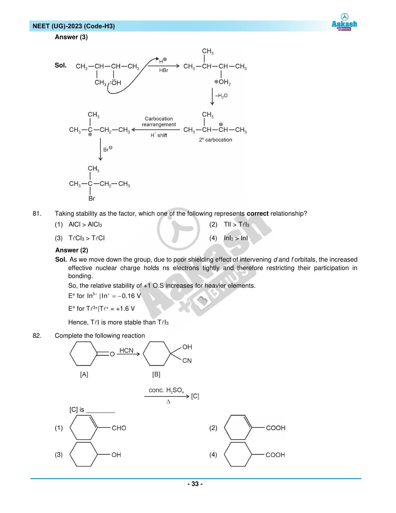 NEET 2023 Question Paper H3 - Page 33