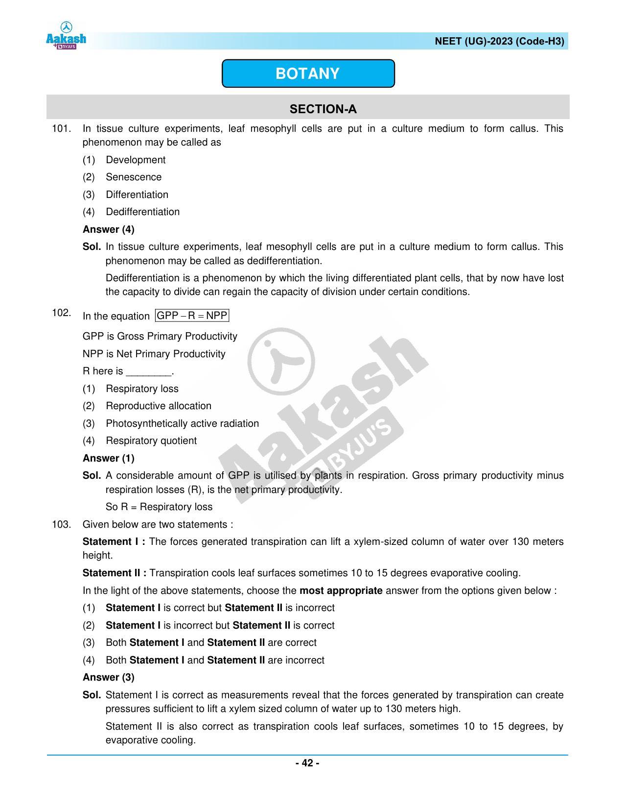 NEET 2023 Question Paper H3 - Page 42
