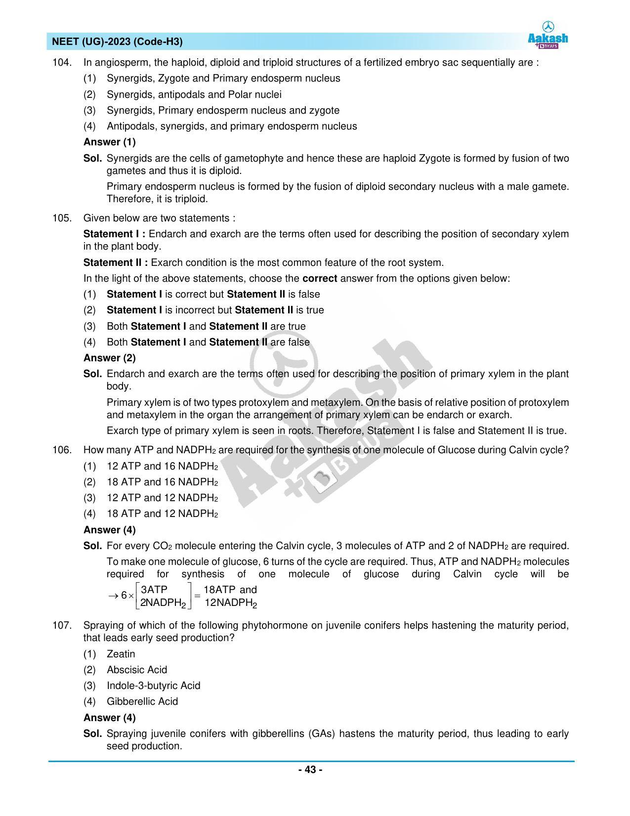 NEET 2023 Question Paper H3 - Page 43
