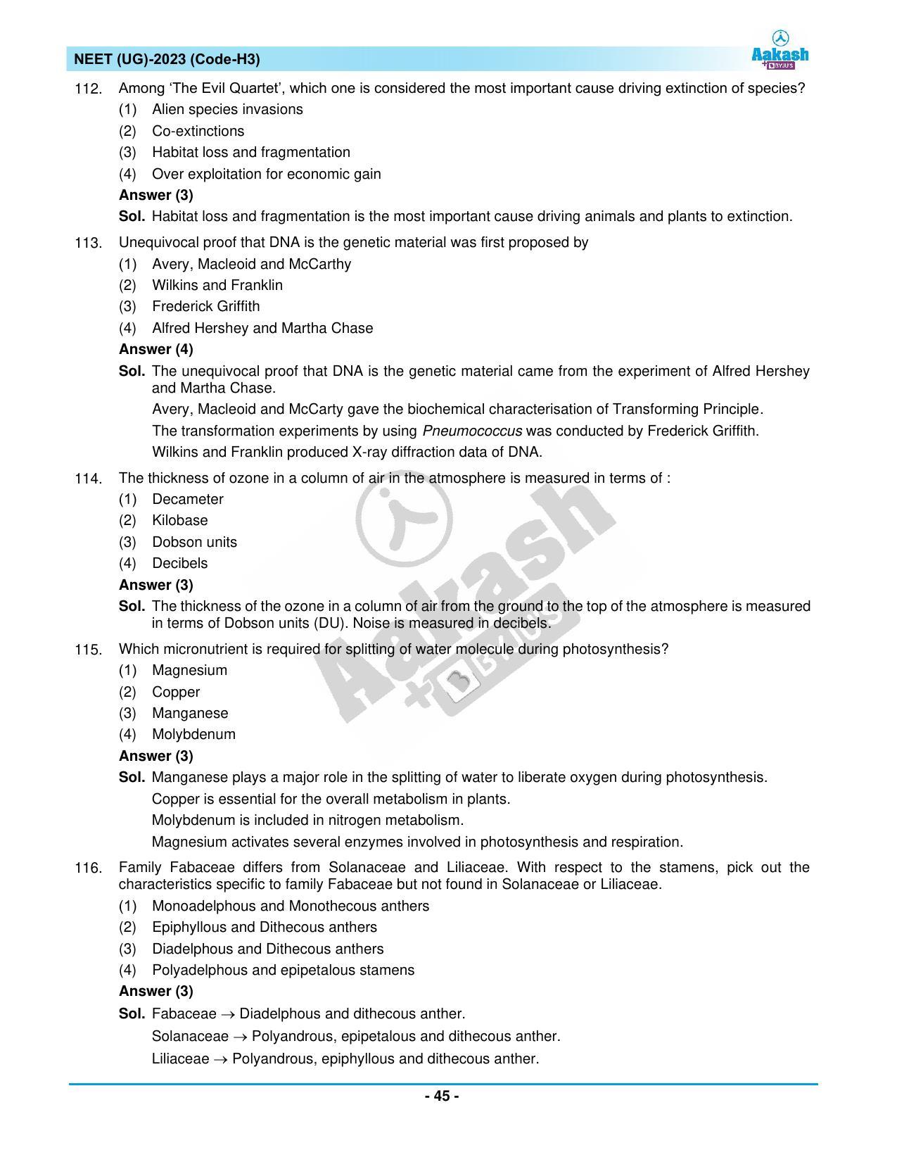 NEET 2023 Question Paper H3 - Page 45