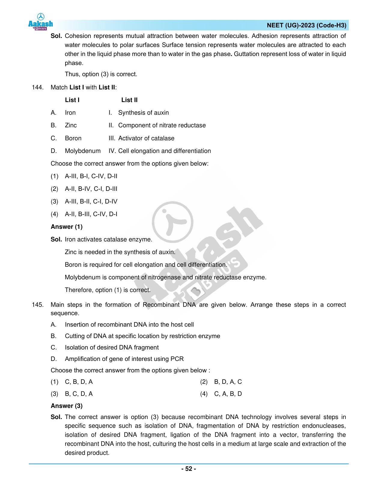 NEET 2023 Question Paper H3 - Page 52