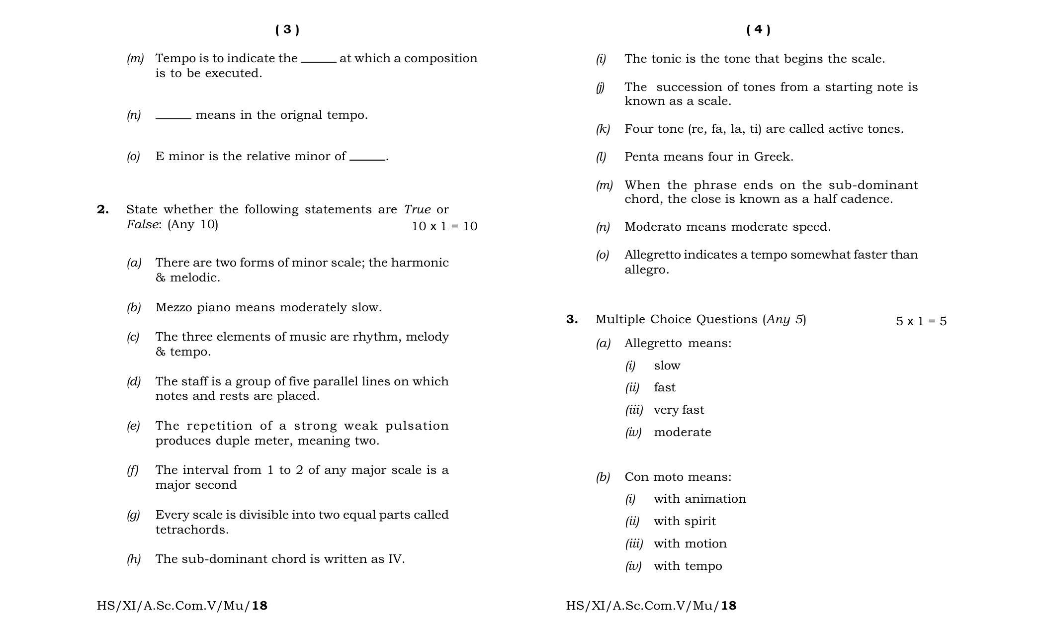 Meghalaya Board (MBOSE) Class 11 Western_Music 2018 Question Paper - Page 2