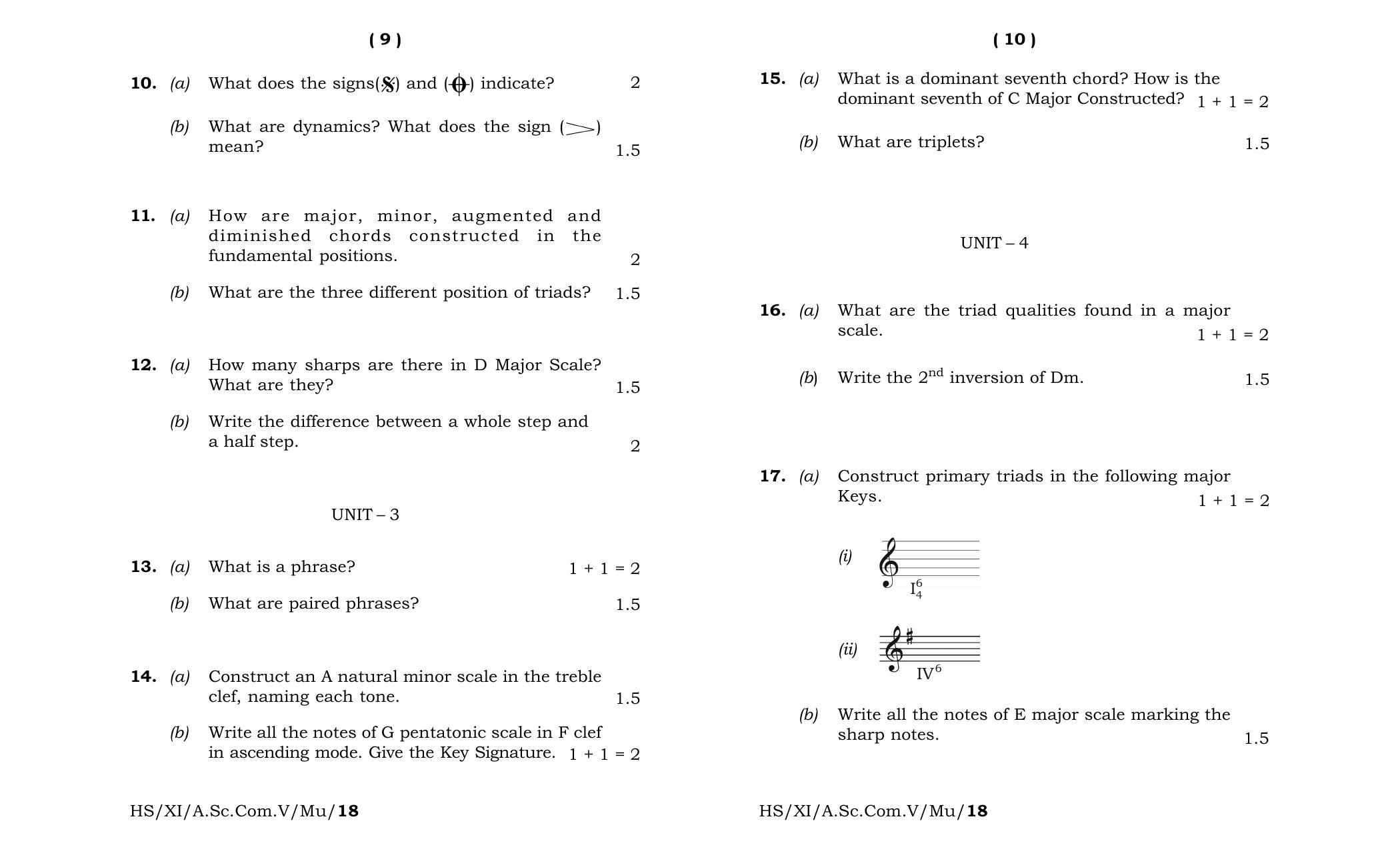 Meghalaya Board (MBOSE) Class 11 Western_Music 2018 Question Paper - Page 5
