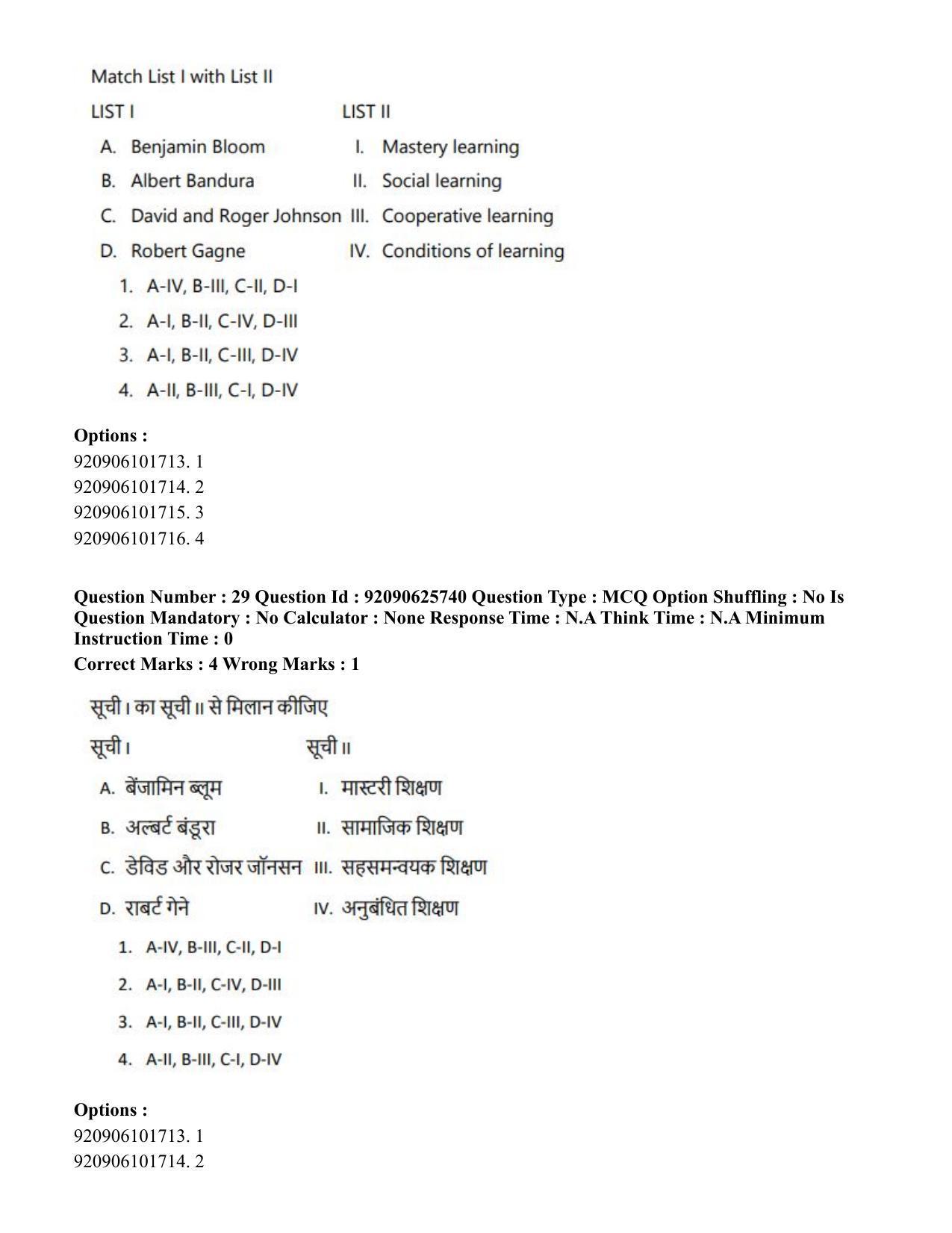CUET PG 2023: COQP16 – MA Education (Hin) - Shift 1 (26-06-2023) Question Paper - Page 29