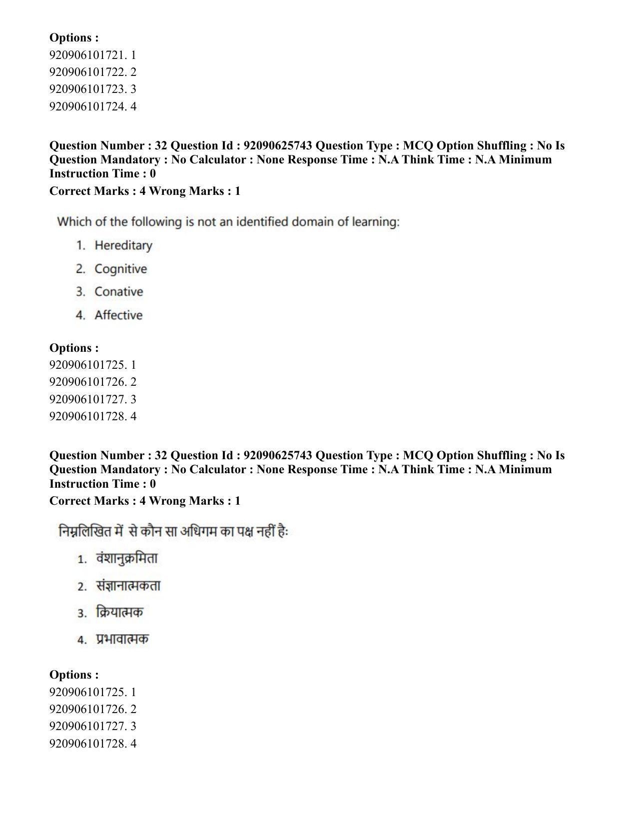 CUET PG 2023: COQP16 – MA Education (Hin) - Shift 1 (26-06-2023) Question Paper - Page 32