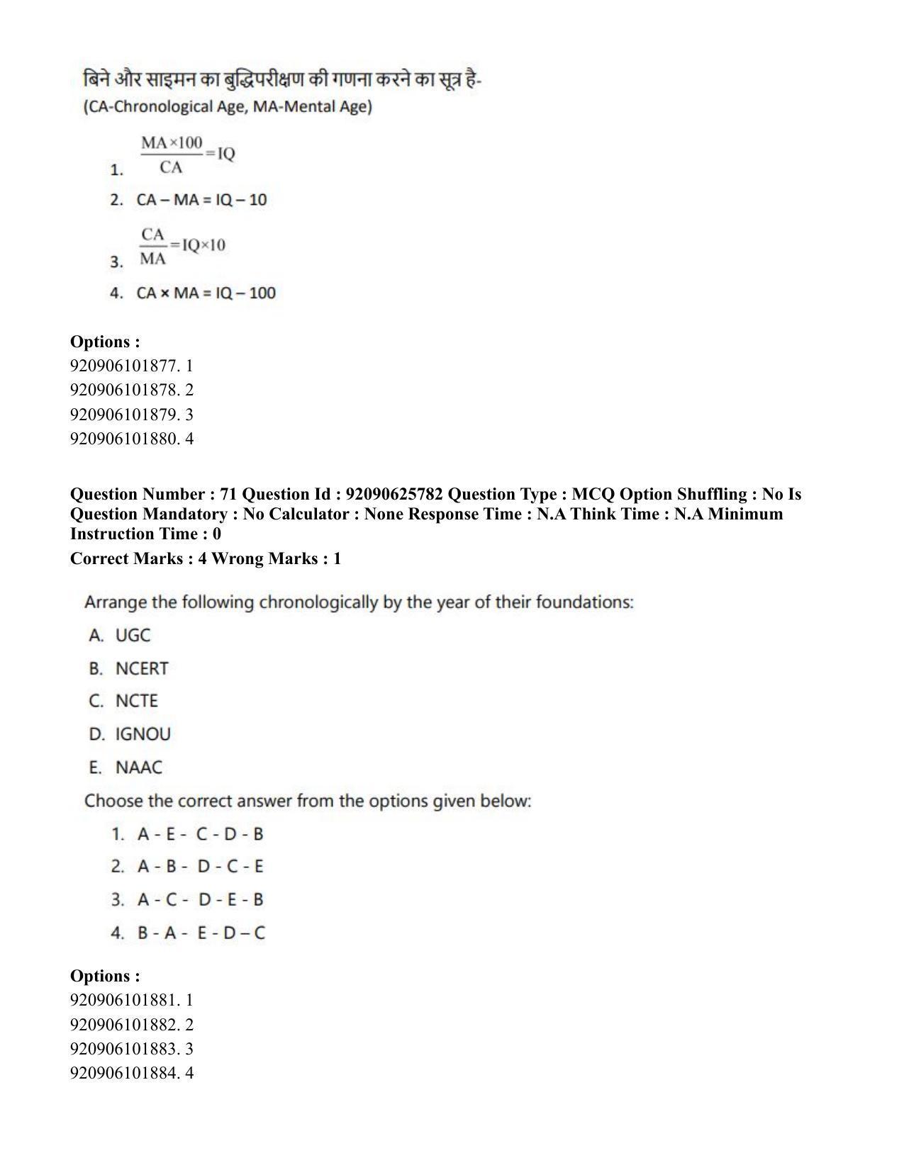 CUET PG 2023: COQP16 – MA Education (Hin) - Shift 1 (26-06-2023) Question Paper - Page 72