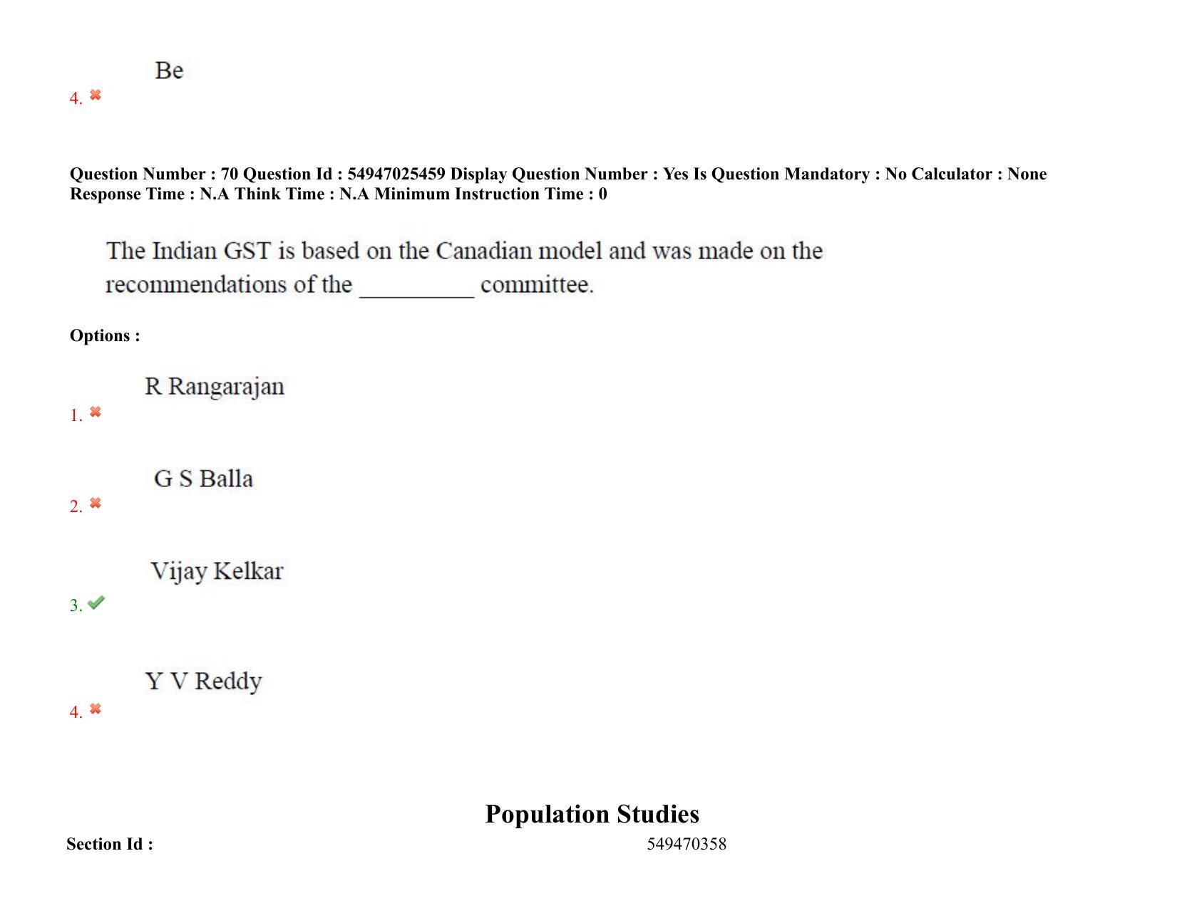 AP RCET 2022: Population Studies - 18-10-2022 (Tuesday) Session-I: Question Paper With keys - Page 55