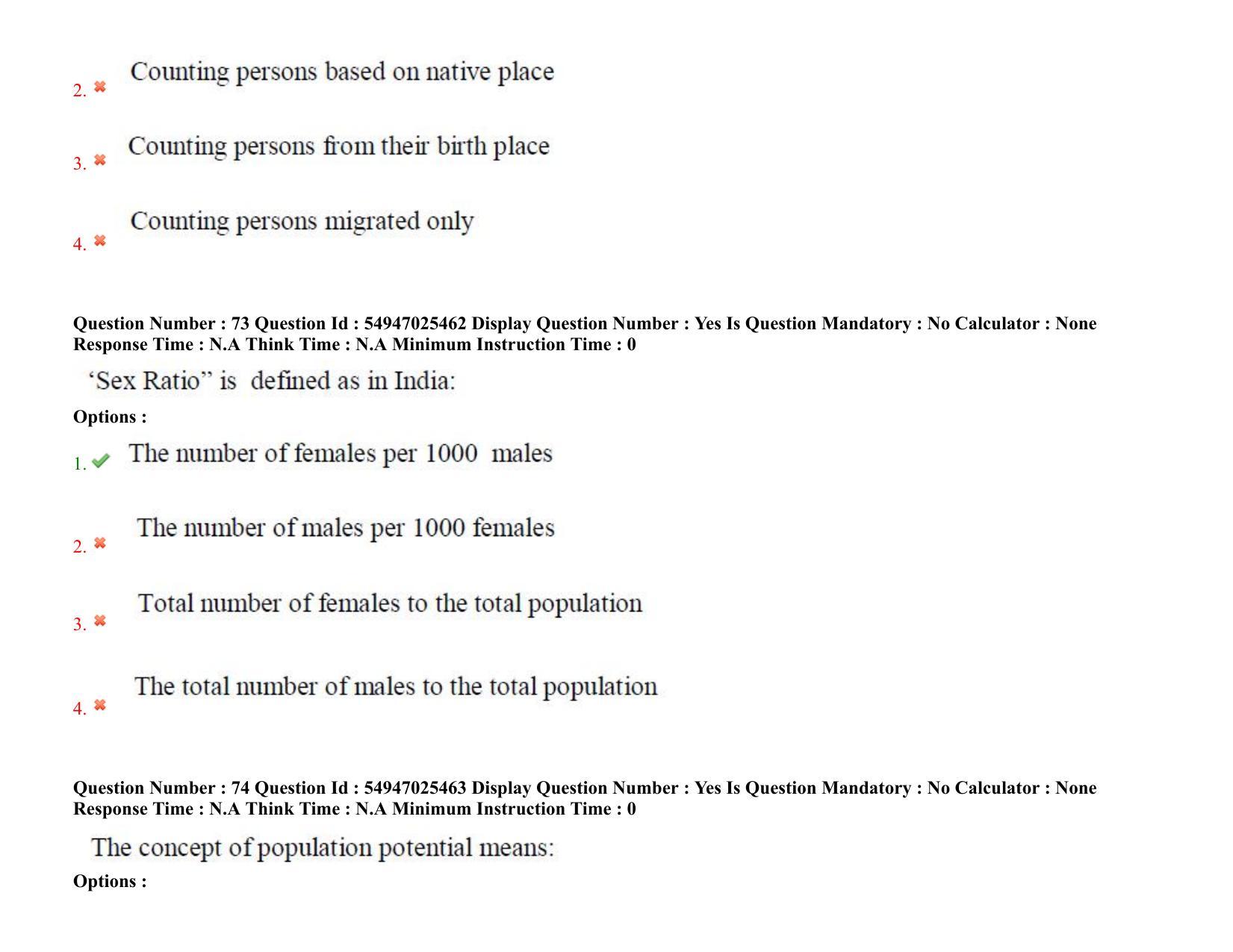 AP RCET 2022: Population Studies - 18-10-2022 (Tuesday) Session-I: Question Paper With keys - Page 57