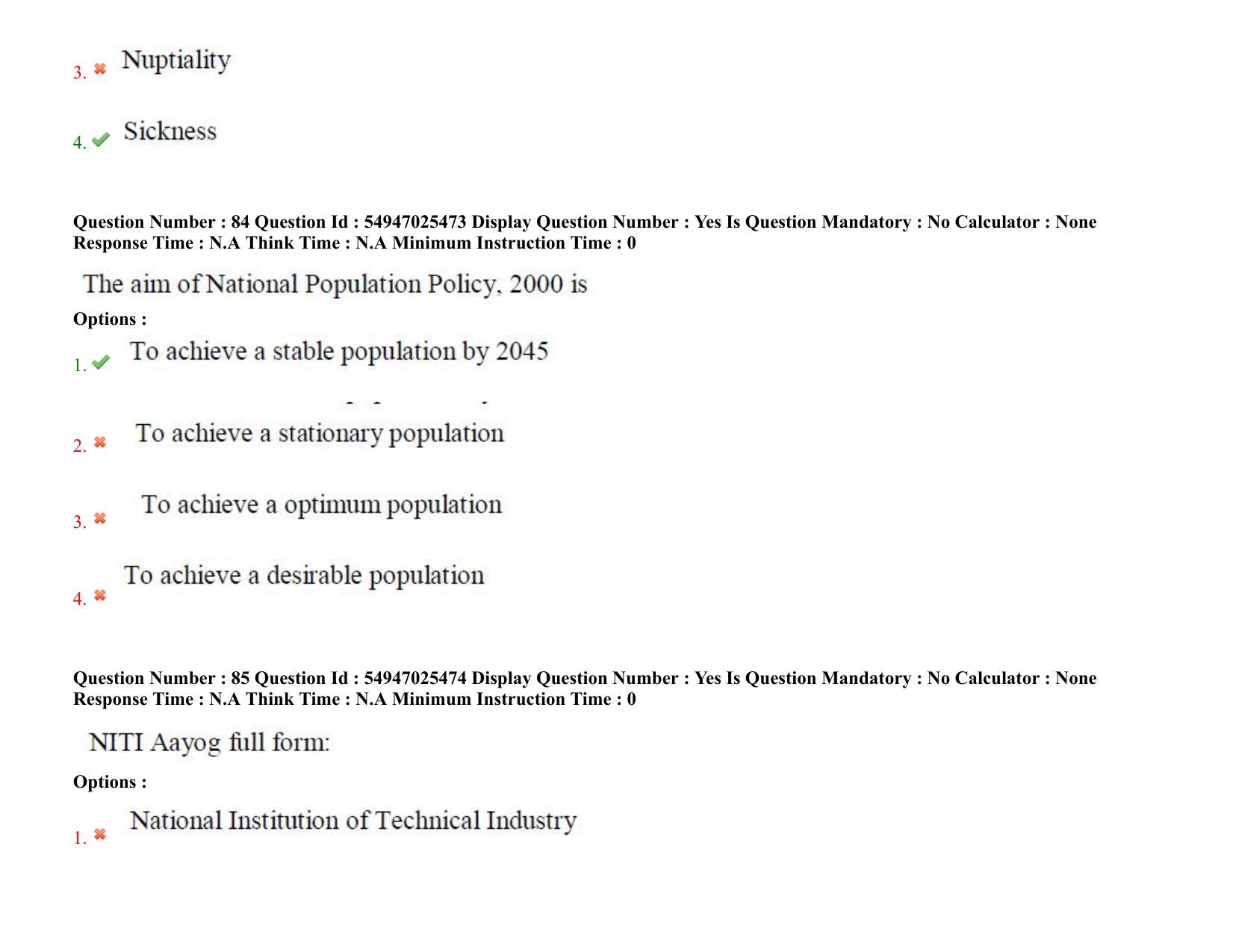 AP RCET 2022: Population Studies - 18-10-2022 (Tuesday) Session-I: Question Paper With keys - Page 63