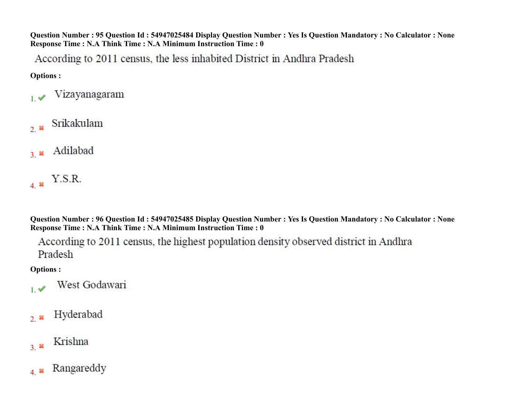 AP RCET 2022: Population Studies - 18-10-2022 (Tuesday) Session-I: Question Paper With keys - Page 69