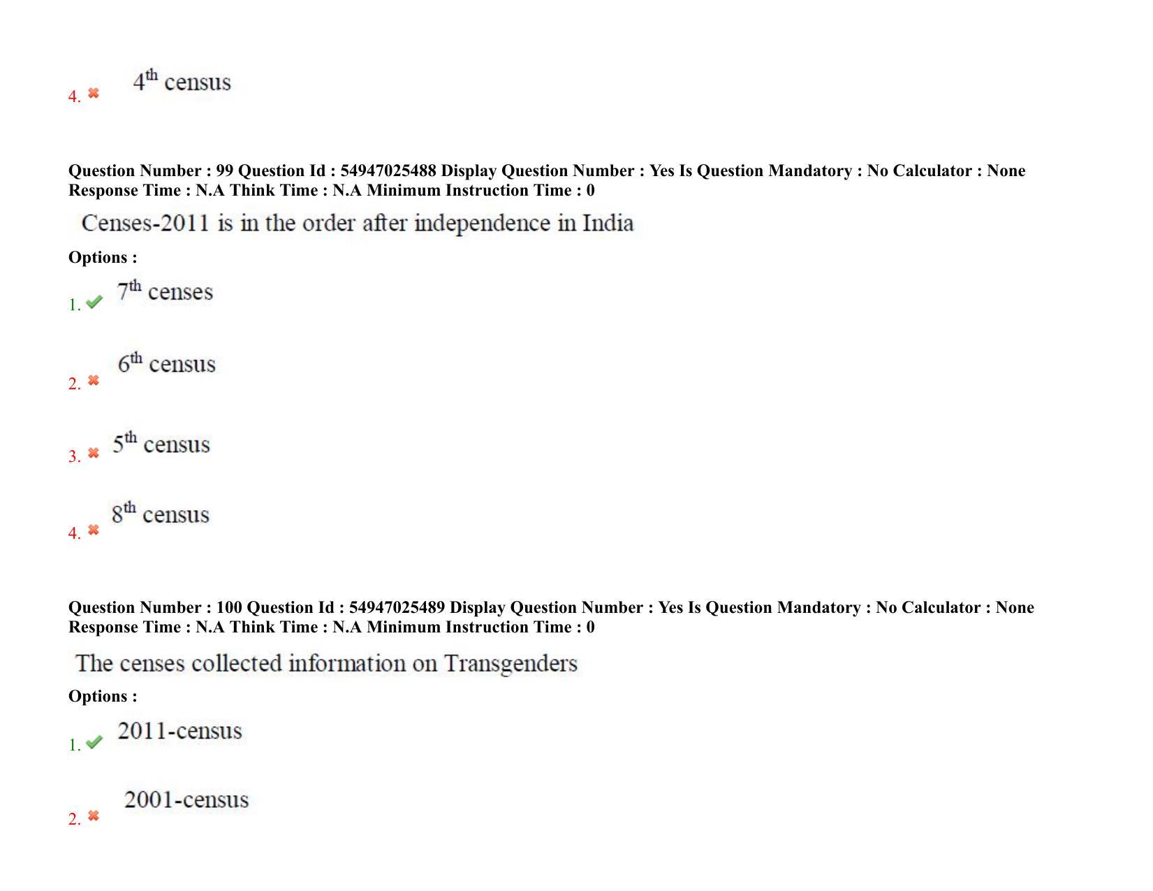 AP RCET 2022: Population Studies - 18-10-2022 (Tuesday) Session-I: Question Paper With keys - Page 71