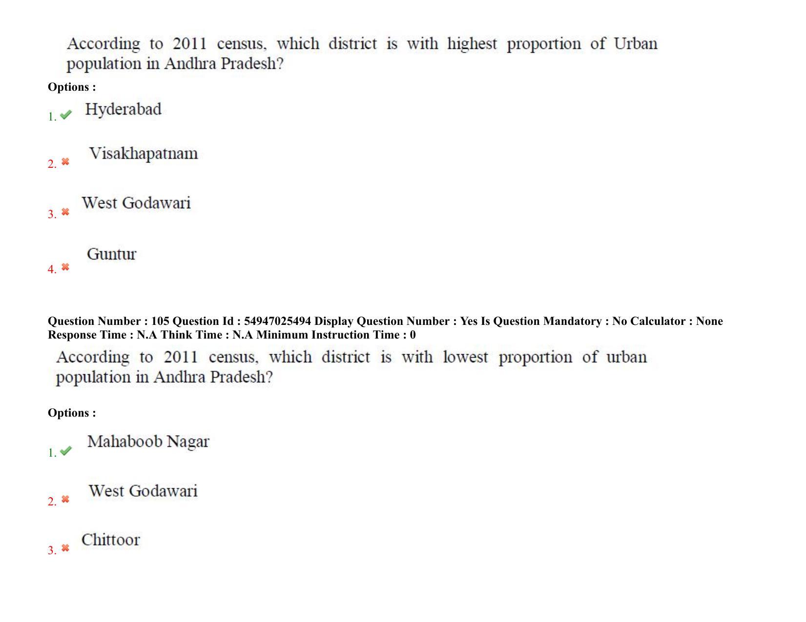 AP RCET 2022: Population Studies - 18-10-2022 (Tuesday) Session-I: Question Paper With keys - Page 74
