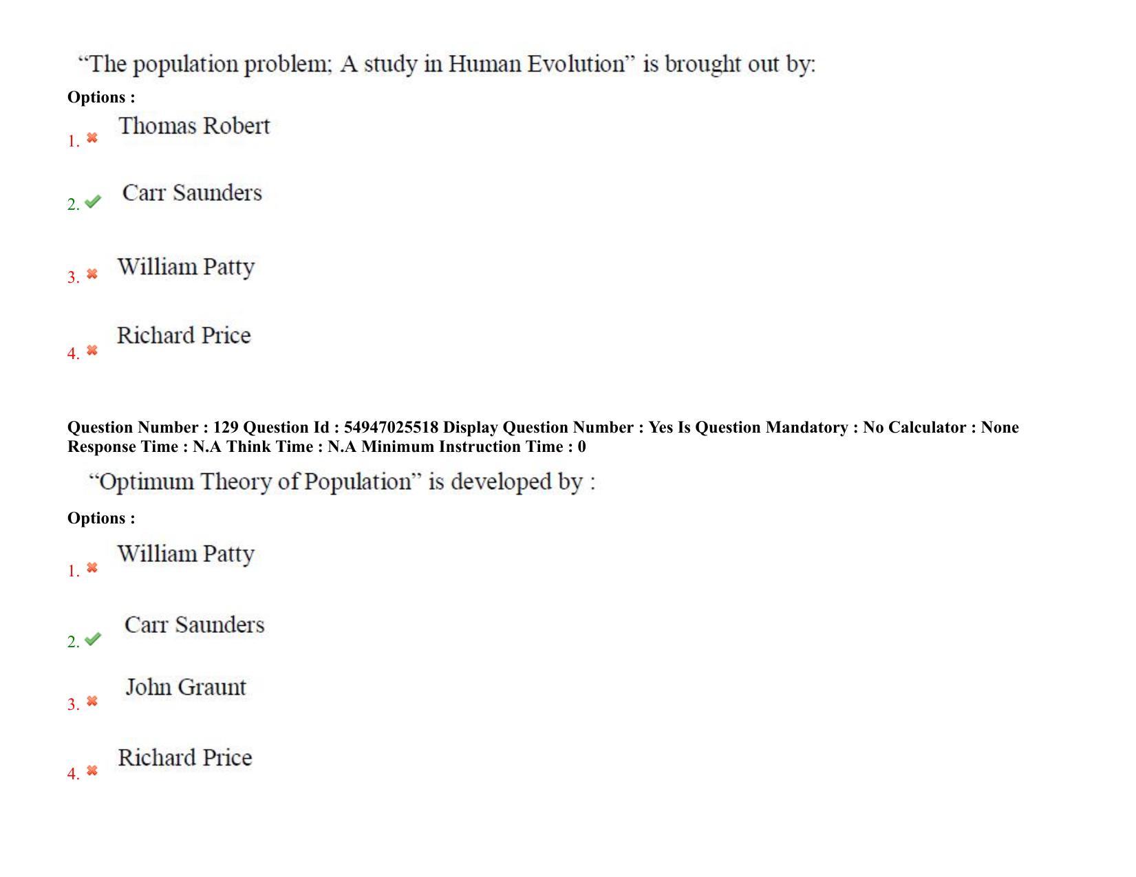 AP RCET 2022: Population Studies - 18-10-2022 (Tuesday) Session-I: Question Paper With keys - Page 87