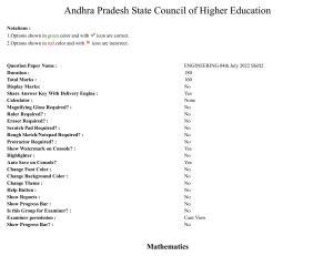 AP EAPCET 2022 - 04th July 2022 - ENGINEERING Question Paper With Preliminary Keys Shift 2