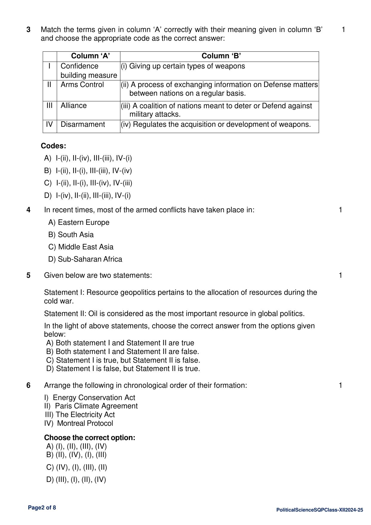 CBSE Class 12 Political Science Sample Question Paper 2024-25 - Page 2