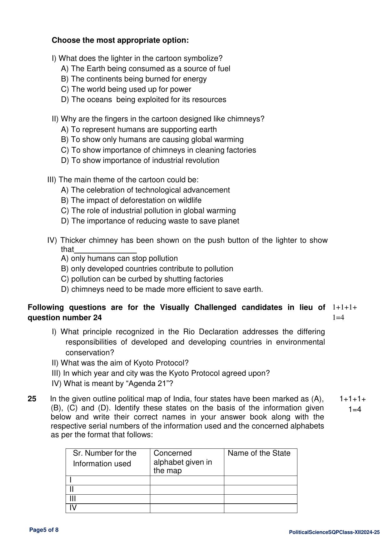 CBSE Class 12 Political Science Sample Question Paper 2024-25 - Page 5