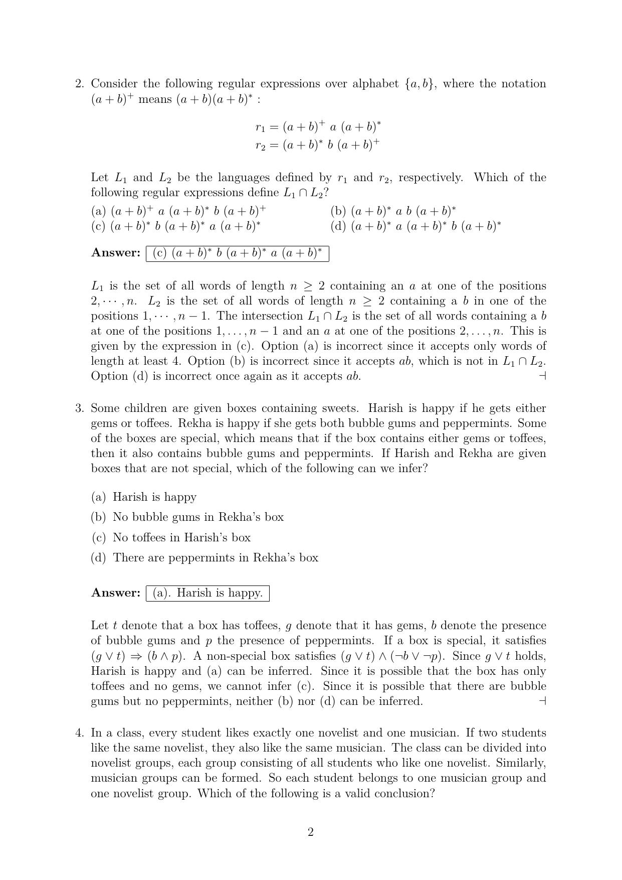 CMI Entrance Exam 2020 Solutions MSc/PhD Computer Science - Page 2