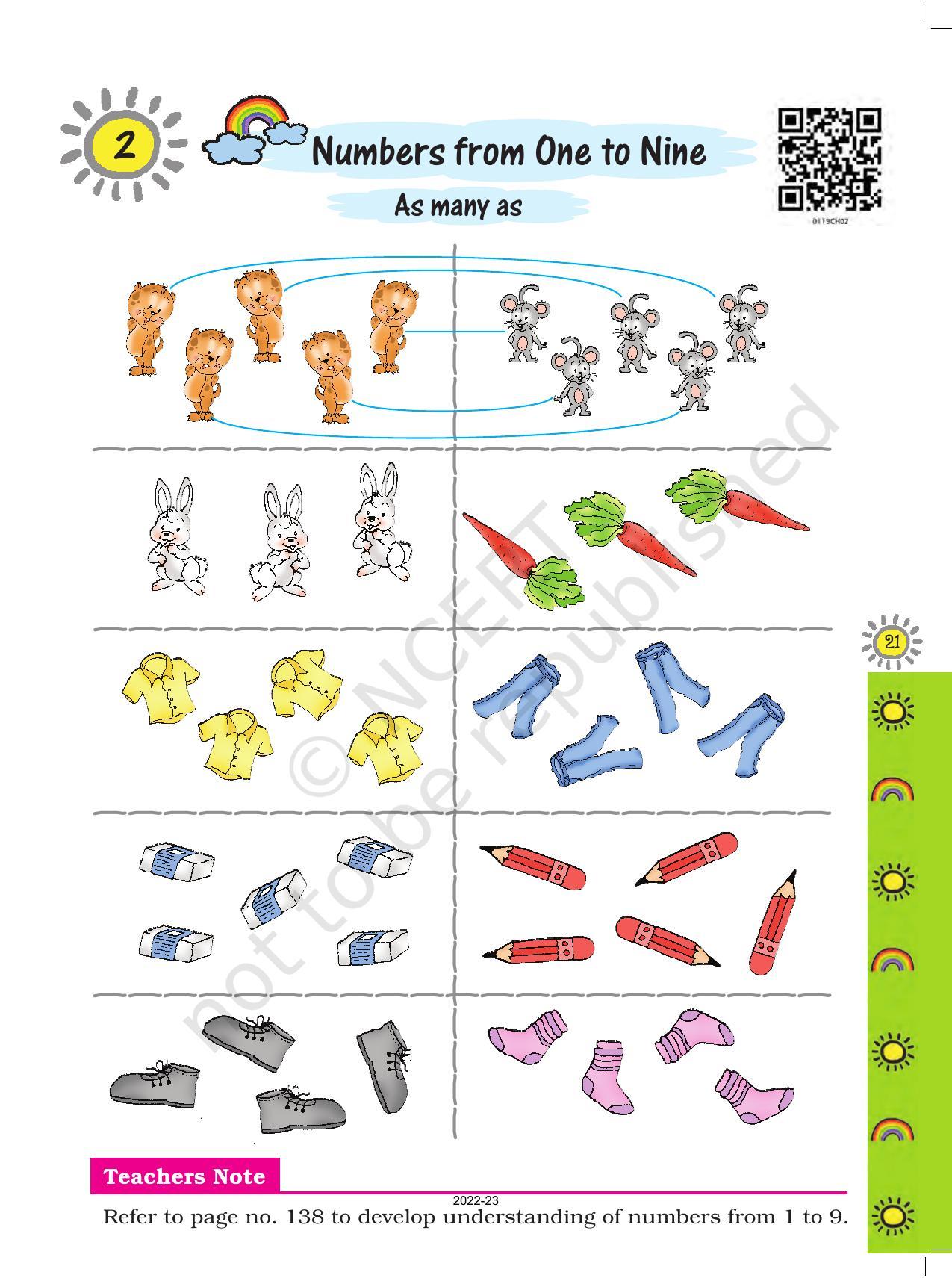 NCERT Book for Class 1 Maths :Chapter 2-Numbers From One To Nine - Page 1