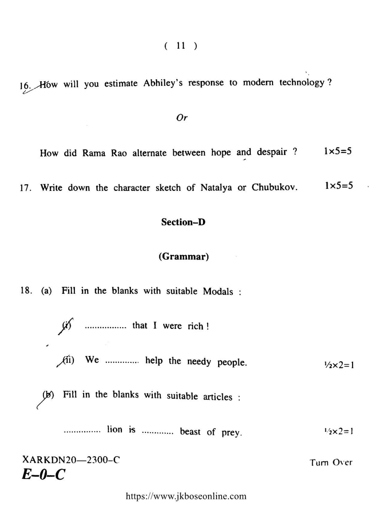 JKBOSE CLASS 10 English (2300-C) 2020 - Page 11