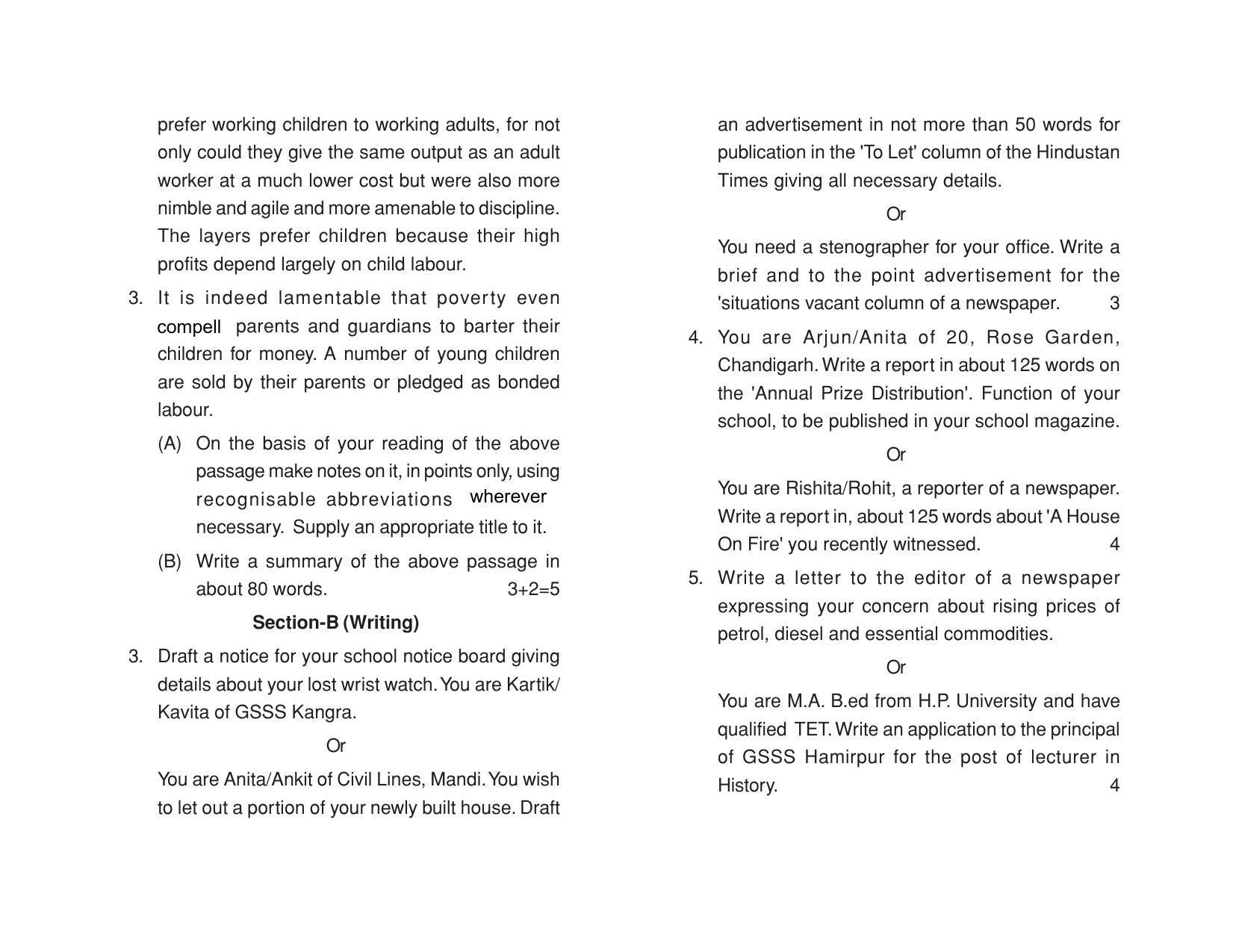 HP Board Class 12 English Model Paper - Page 4