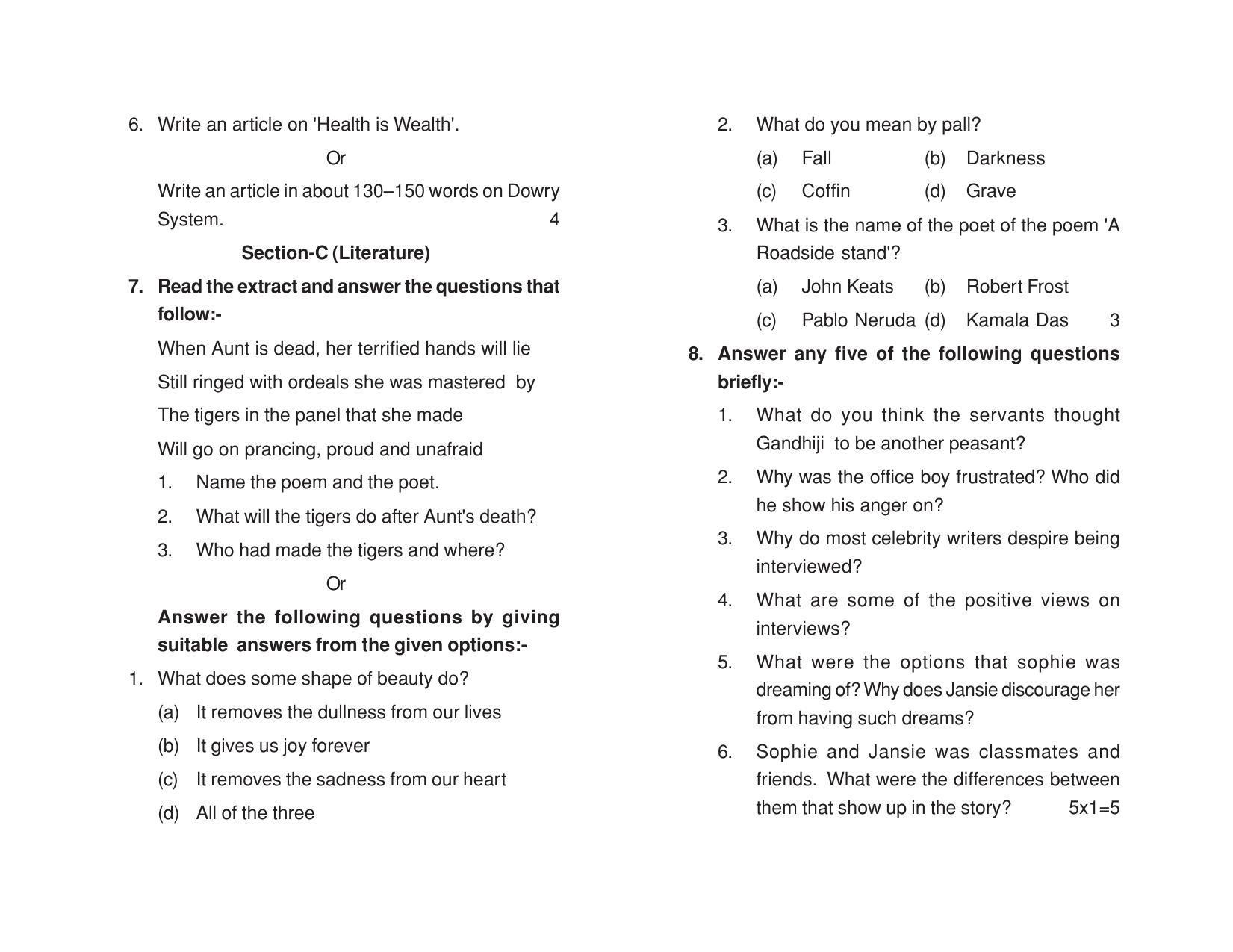 HP Board Class 12 English Model Paper - Page 5