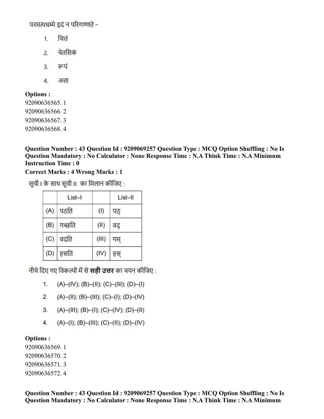 CUET PG 2023: LAQP28 – Pali (Hindi)-Shift 3 (08-06-2023) Question Paper - Page 43