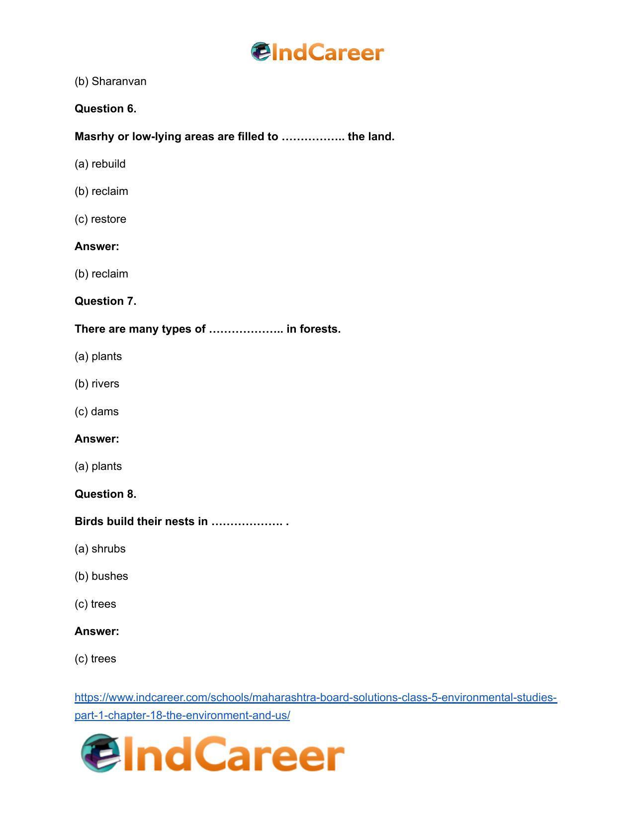 Maharashtra Board Solutions Class 5-Environmental Studies (Part 1): Chapter 18- The Environment and Us - Page 7