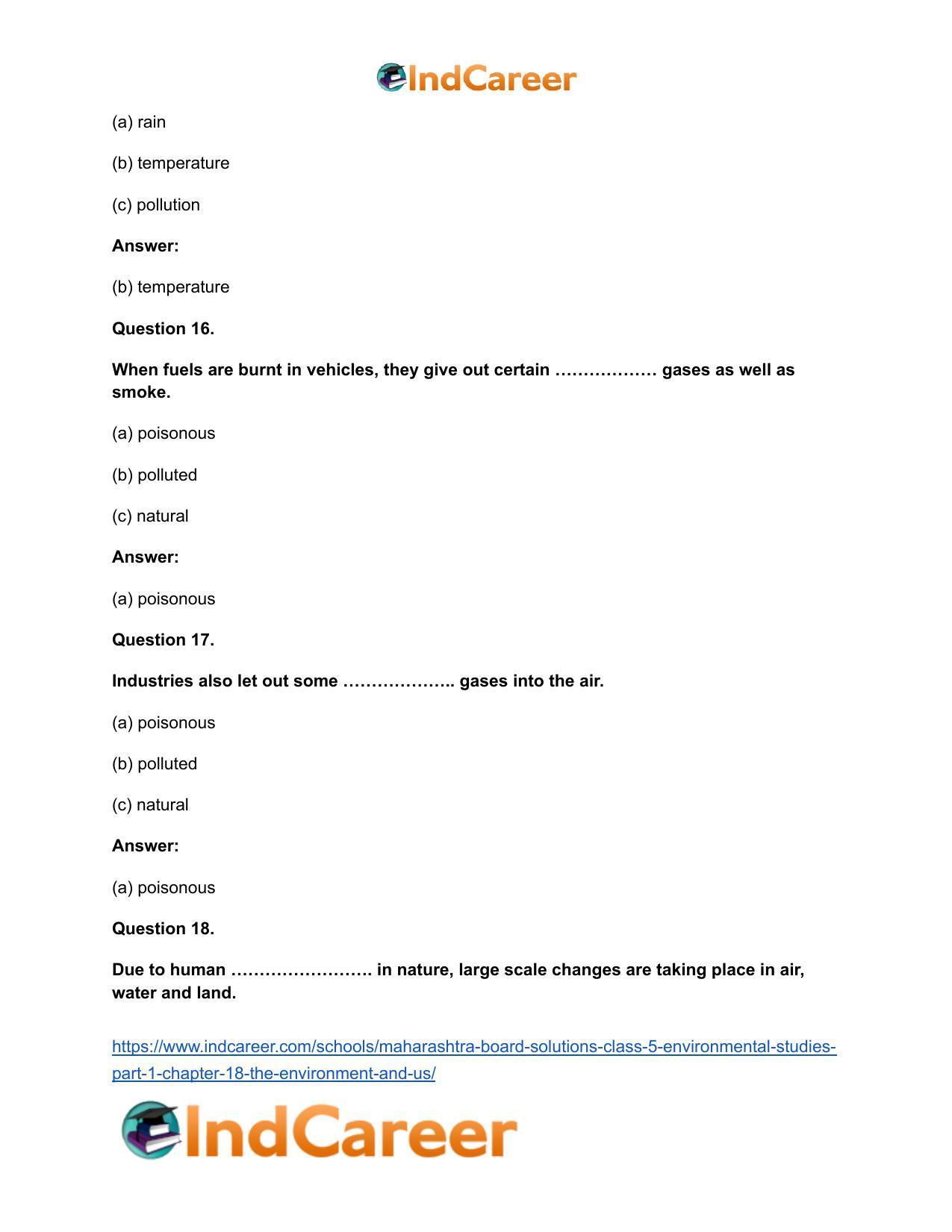 Maharashtra Board Solutions Class 5-Environmental Studies (Part 1): Chapter 18- The Environment and Us - Page 10