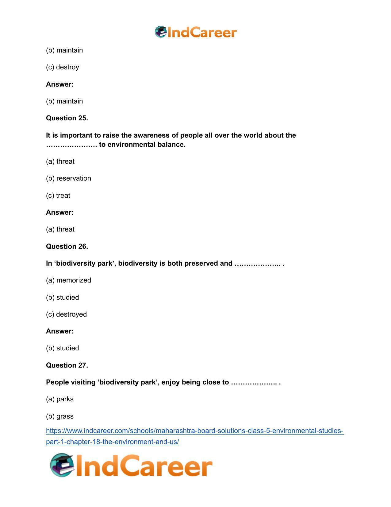Maharashtra Board Solutions Class 5-Environmental Studies (Part 1): Chapter 18- The Environment and Us - Page 13
