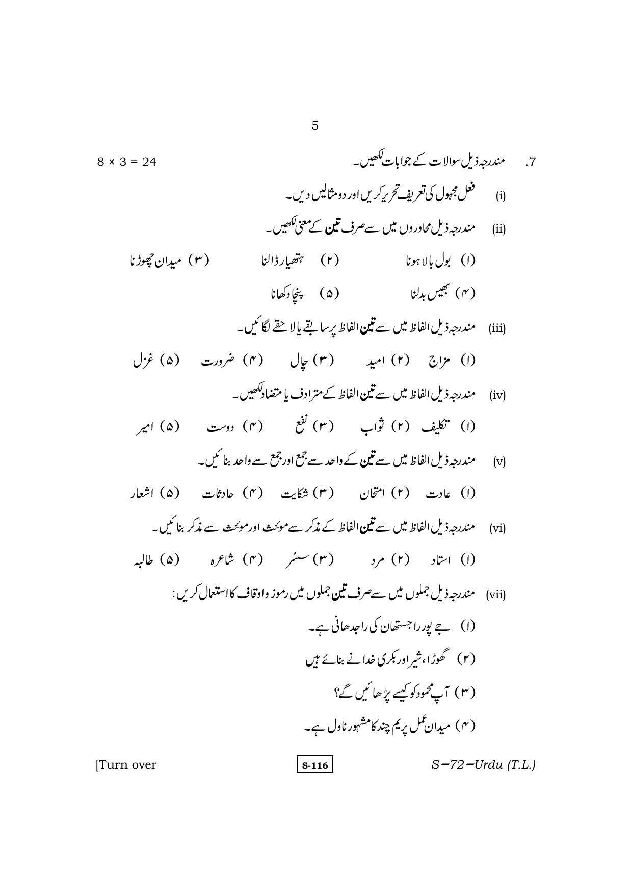 RBSE Class 10 Urdu (T.L.) 2013 Question Paper - Page 5