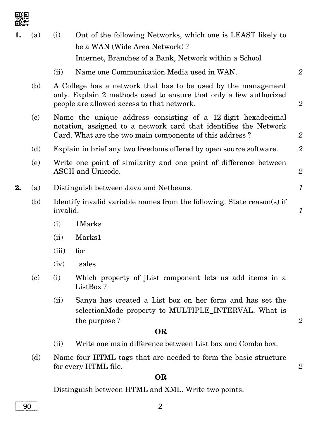 CBSE Class 12 90 INFORMATICS PRACTICES 2019 Compartment Question Paper - Page 2