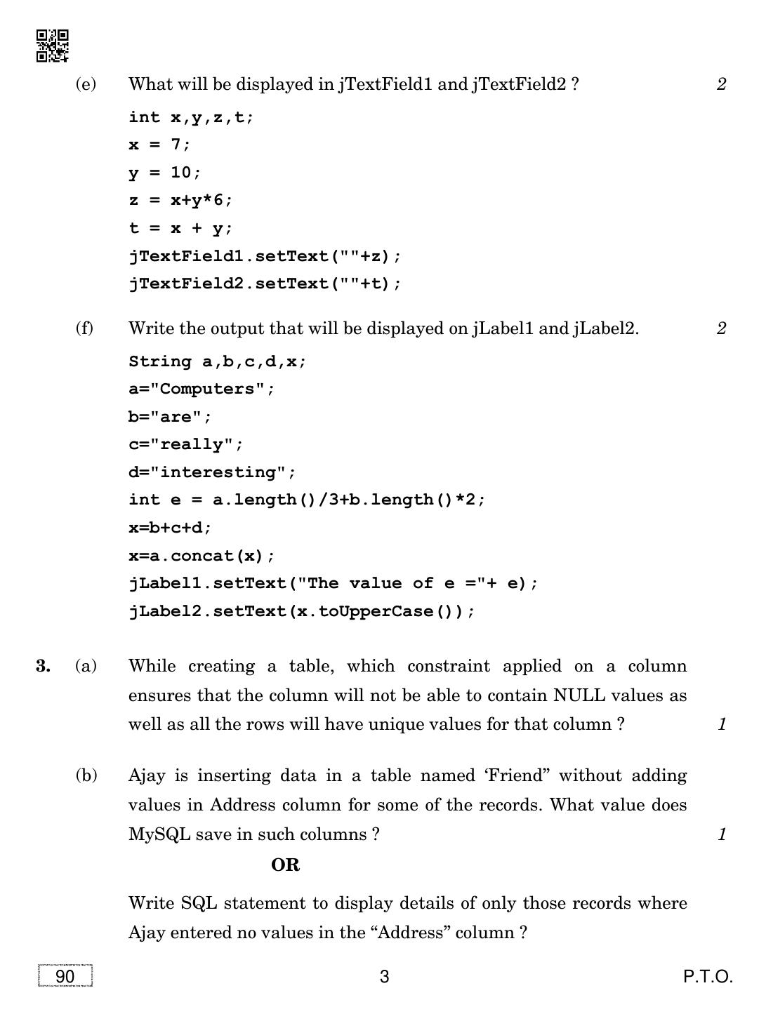 CBSE Class 12 90 INFORMATICS PRACTICES 2019 Compartment Question Paper - Page 3