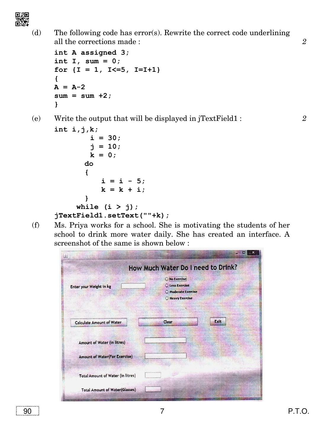 CBSE Class 12 90 INFORMATICS PRACTICES 2019 Compartment Question Paper - Page 7
