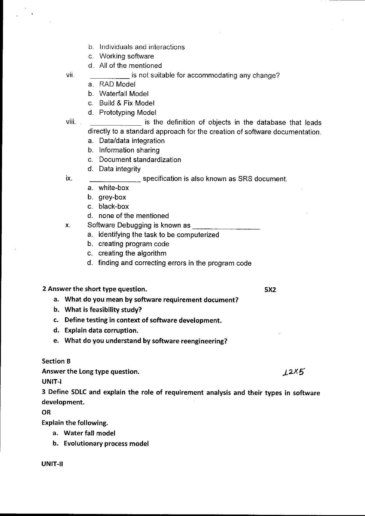 Bilaspur University Question Paper June 2022:M.Sc. Computer Science (Second Semester) Software Engineering Paper 1 - Page 2