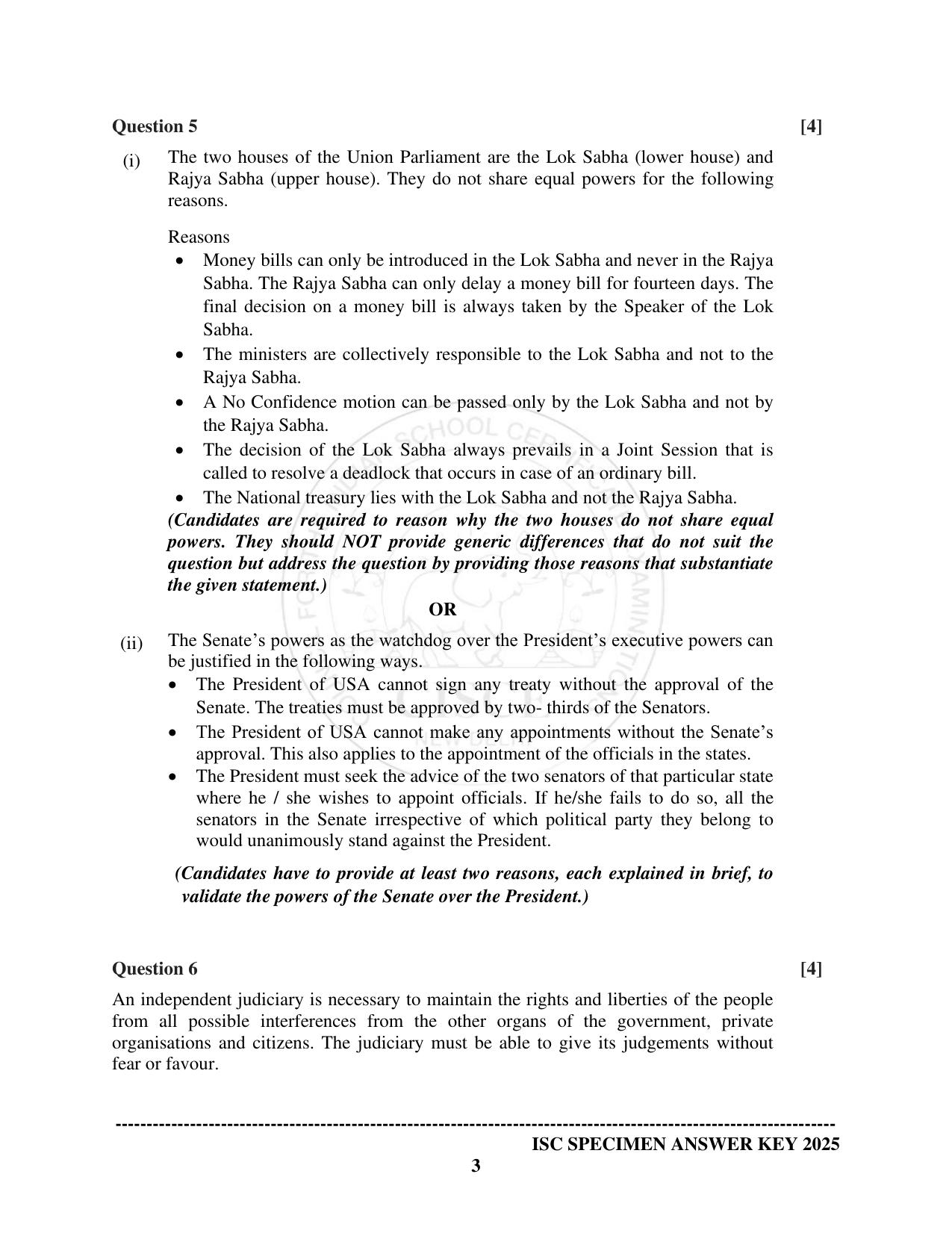 ISC Class 12 2025 POLITICAL SCIENCE  (SQP & AK) Specimen Paper - Page 9