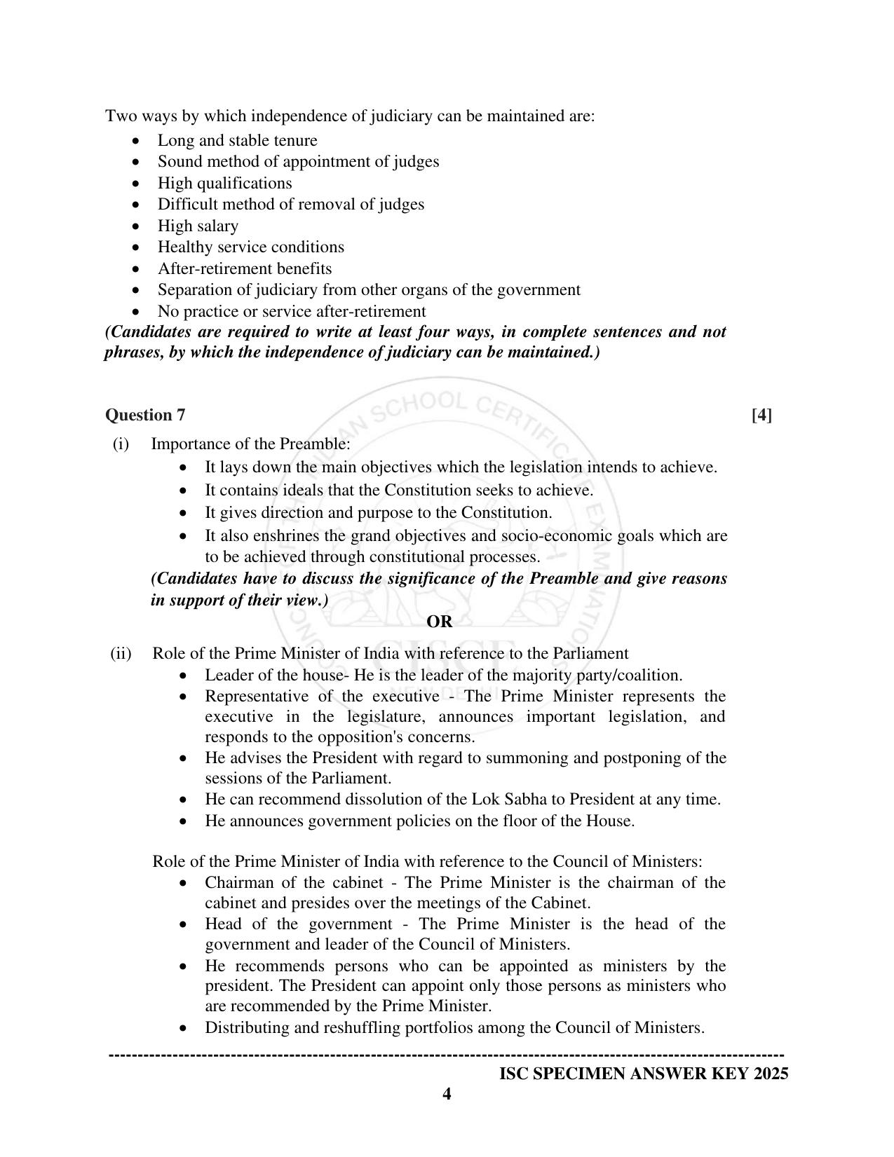 ISC Class 12 2025 POLITICAL SCIENCE  (SQP & AK) Specimen Paper - Page 10
