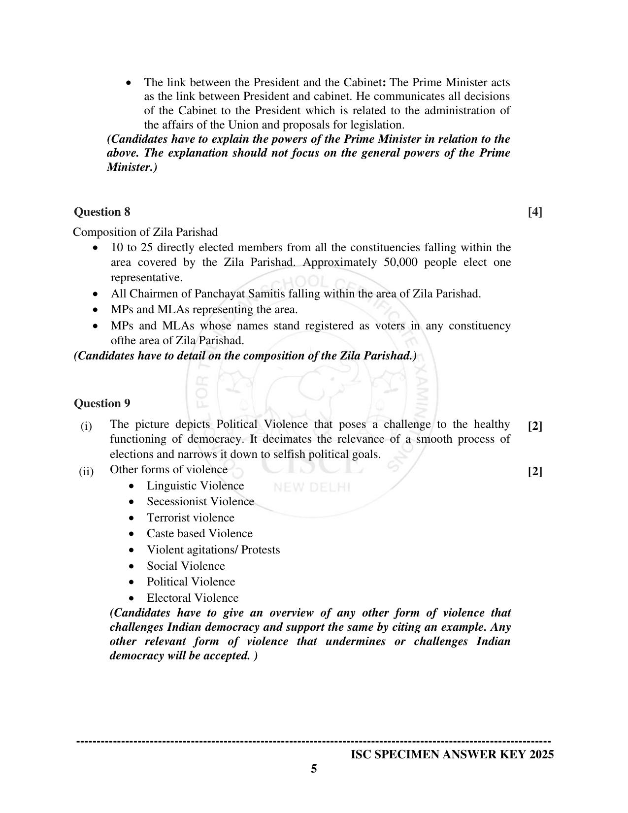 ISC Class 12 2025 POLITICAL SCIENCE  (SQP & AK) Specimen Paper - Page 11