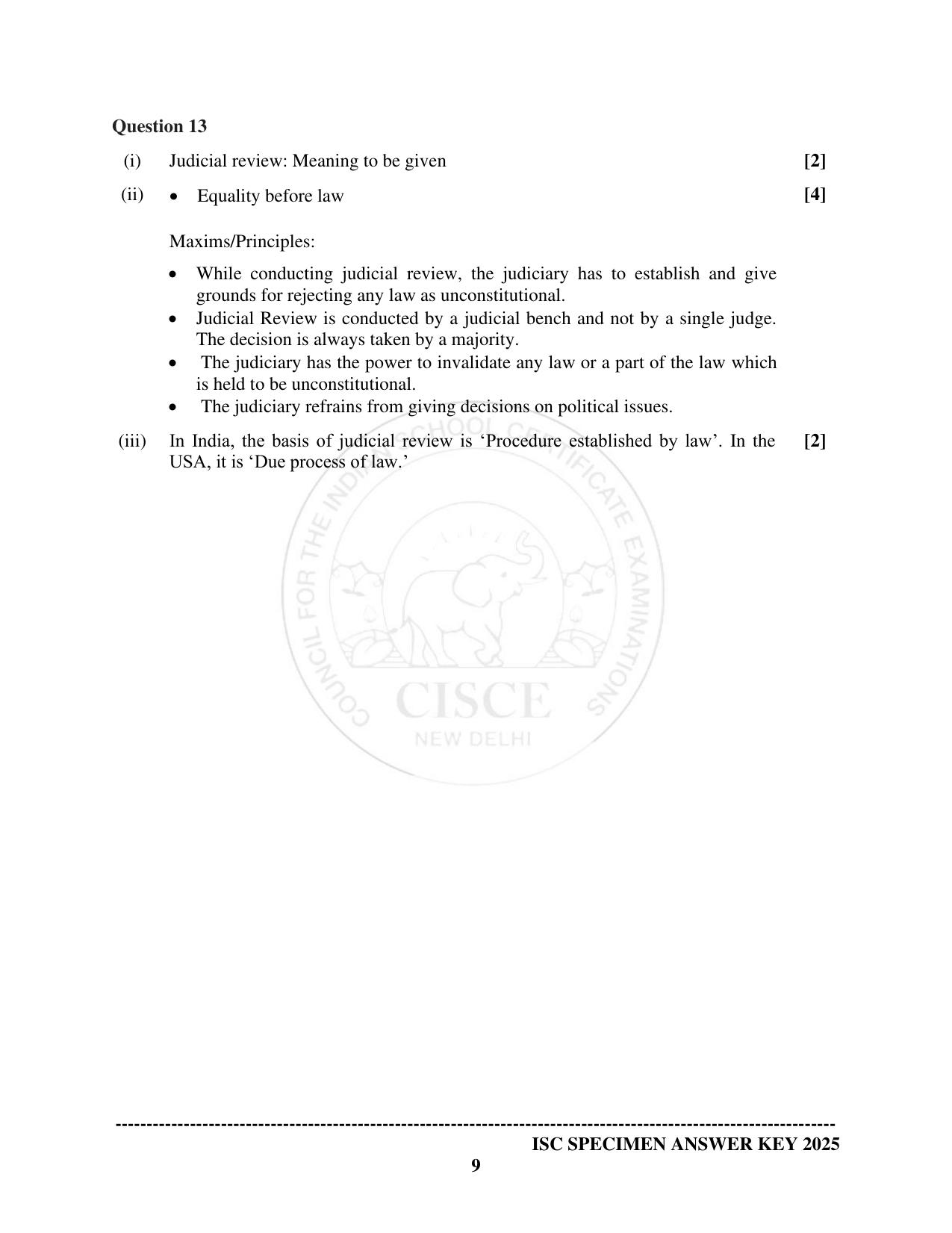 ISC Class 12 2025 POLITICAL SCIENCE  (SQP & AK) Specimen Paper - Page 15
