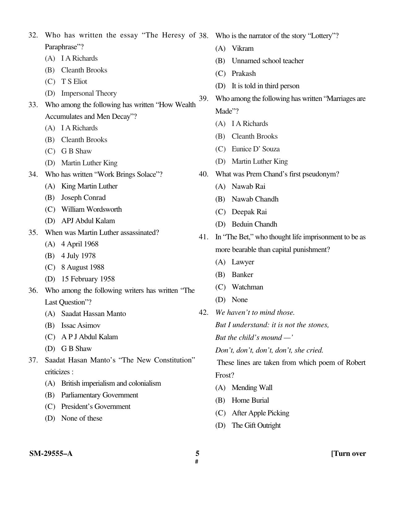 KUET 2023 M.A. English Question Paper - Page 5