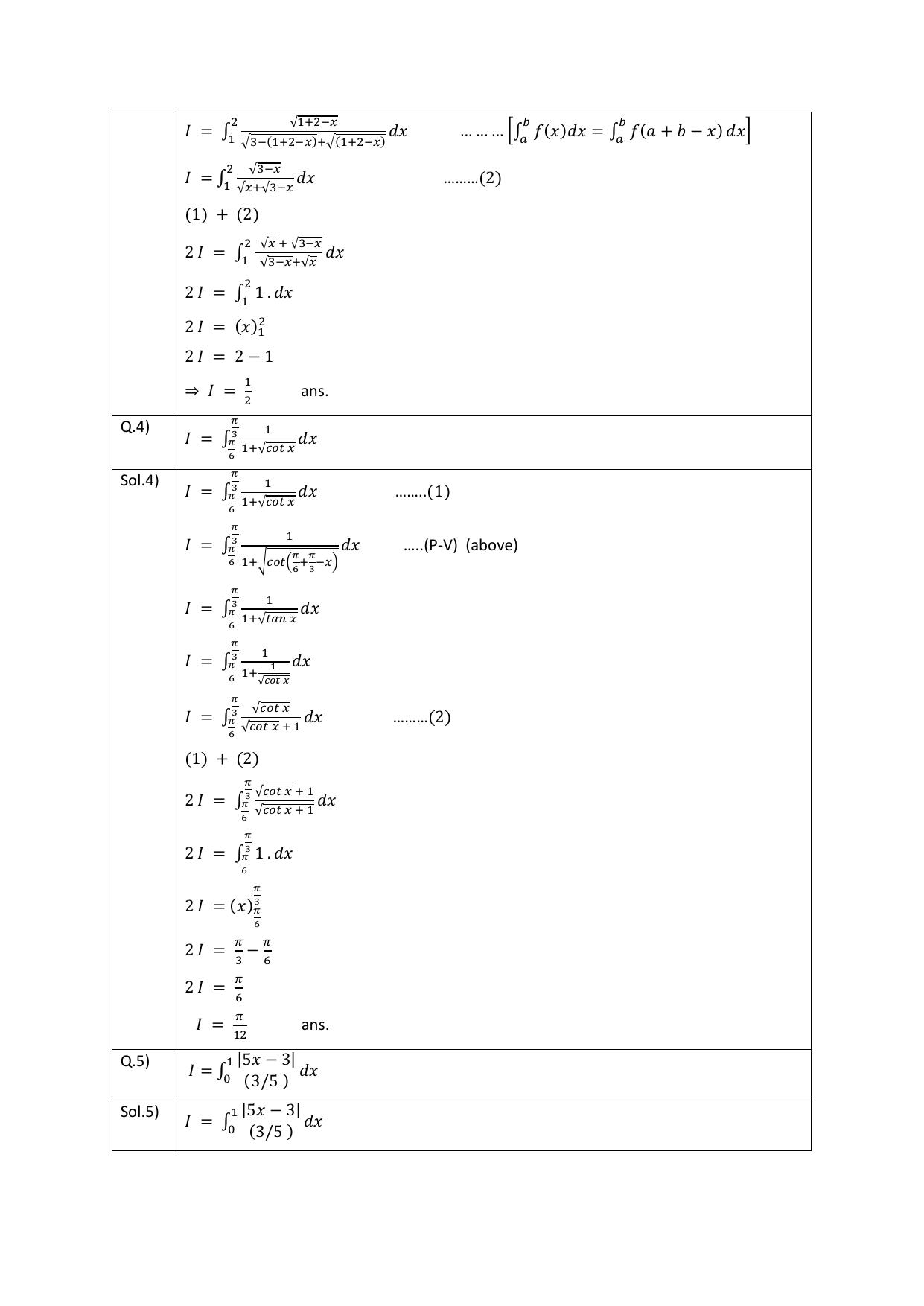 CBSE Class 12 Definite integrals Assignment 3 - Page 3