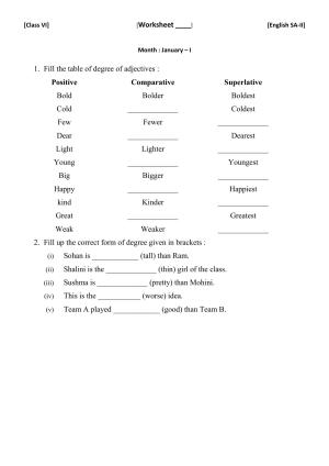 CBSE Worksheets for Class 6 English SA2 Practice Assignment 13