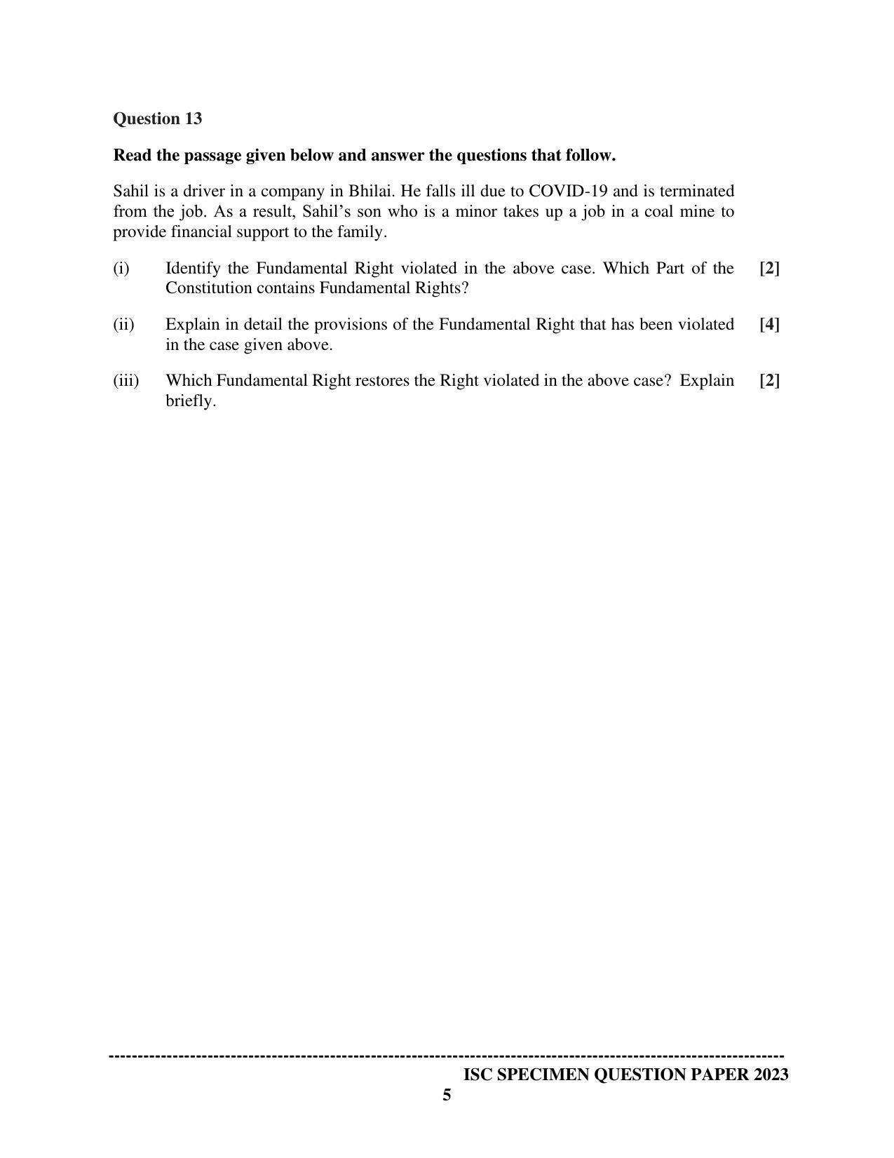 ISC Class 12  Political Science Sample Paper 2023 - Page 5