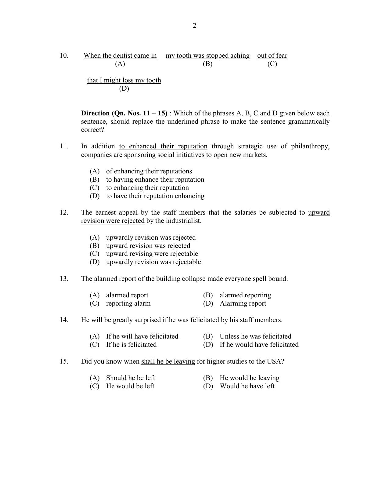 CUSAT CAT 2017 MIP Ph.D Question Paper - Page 2