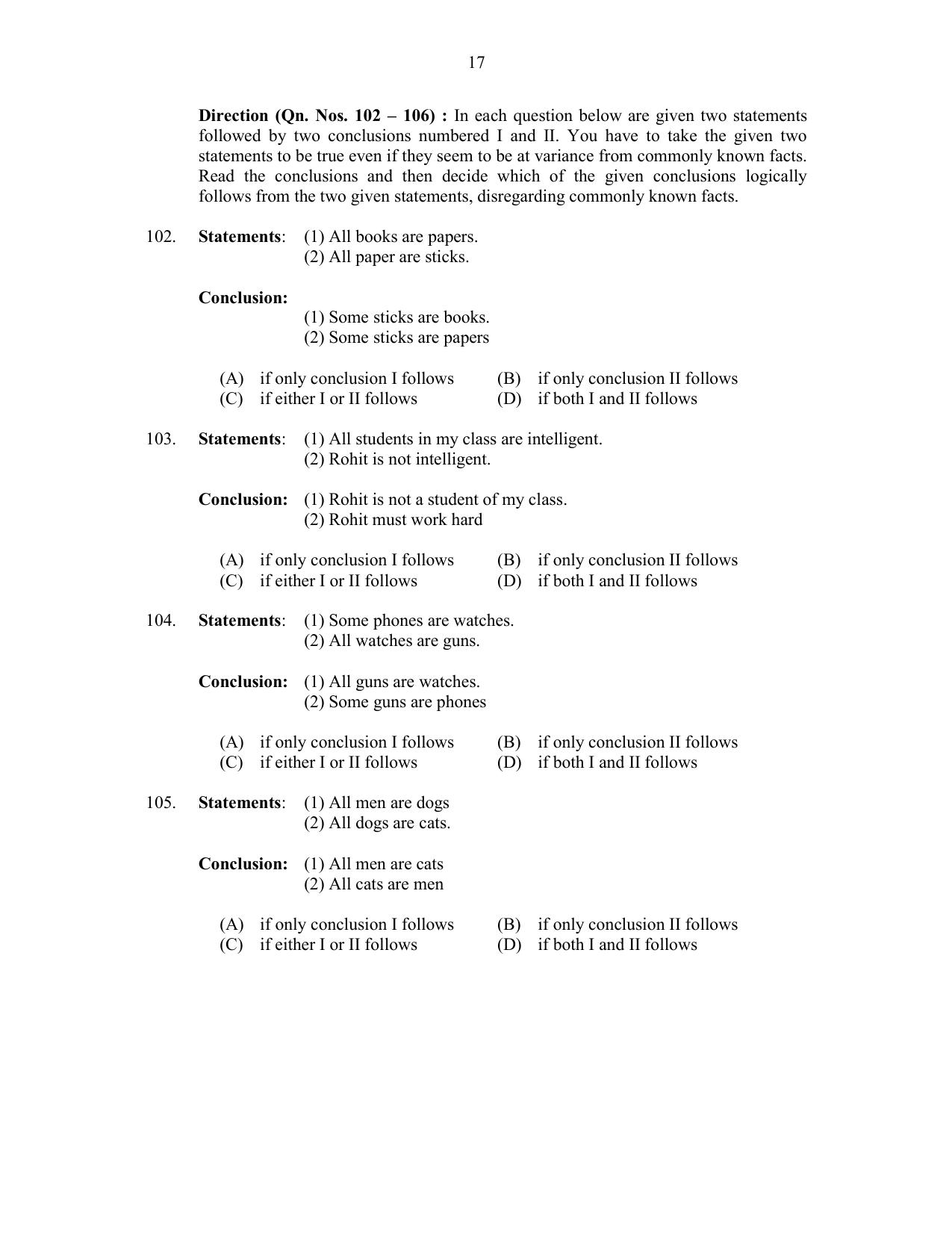 CUSAT CAT 2017 MIP Ph.D Question Paper - Page 17